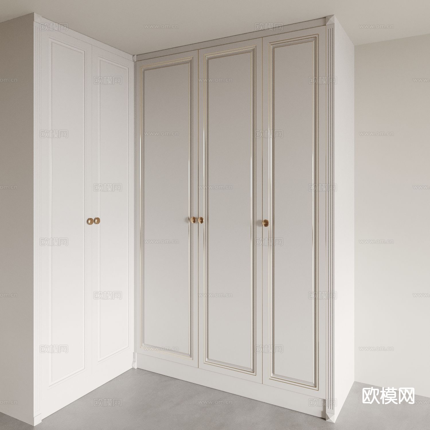 简欧衣柜 衣橱3d模型下载