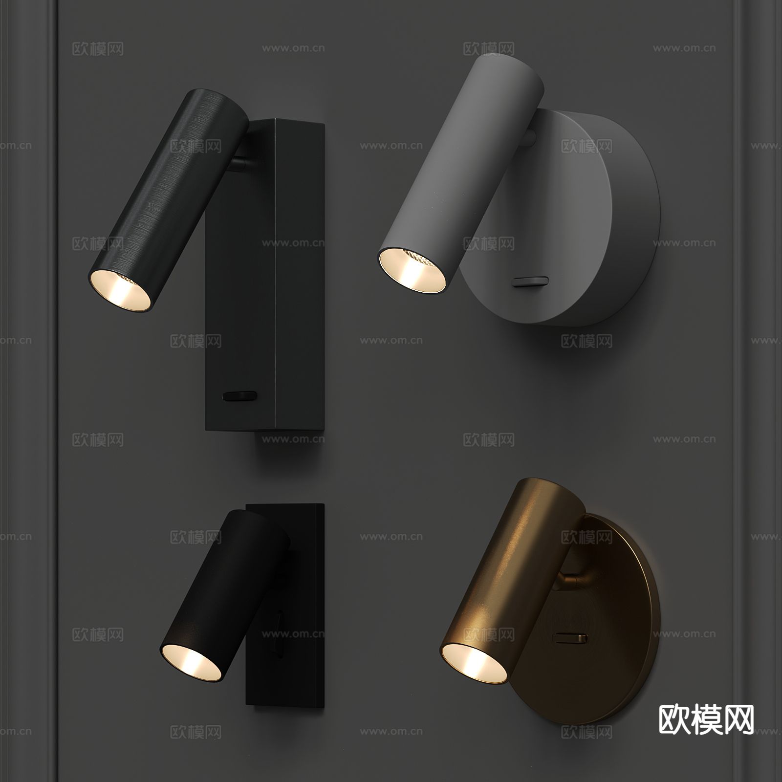 现代壁灯 金属壁灯3d模型下载（渲染图2）