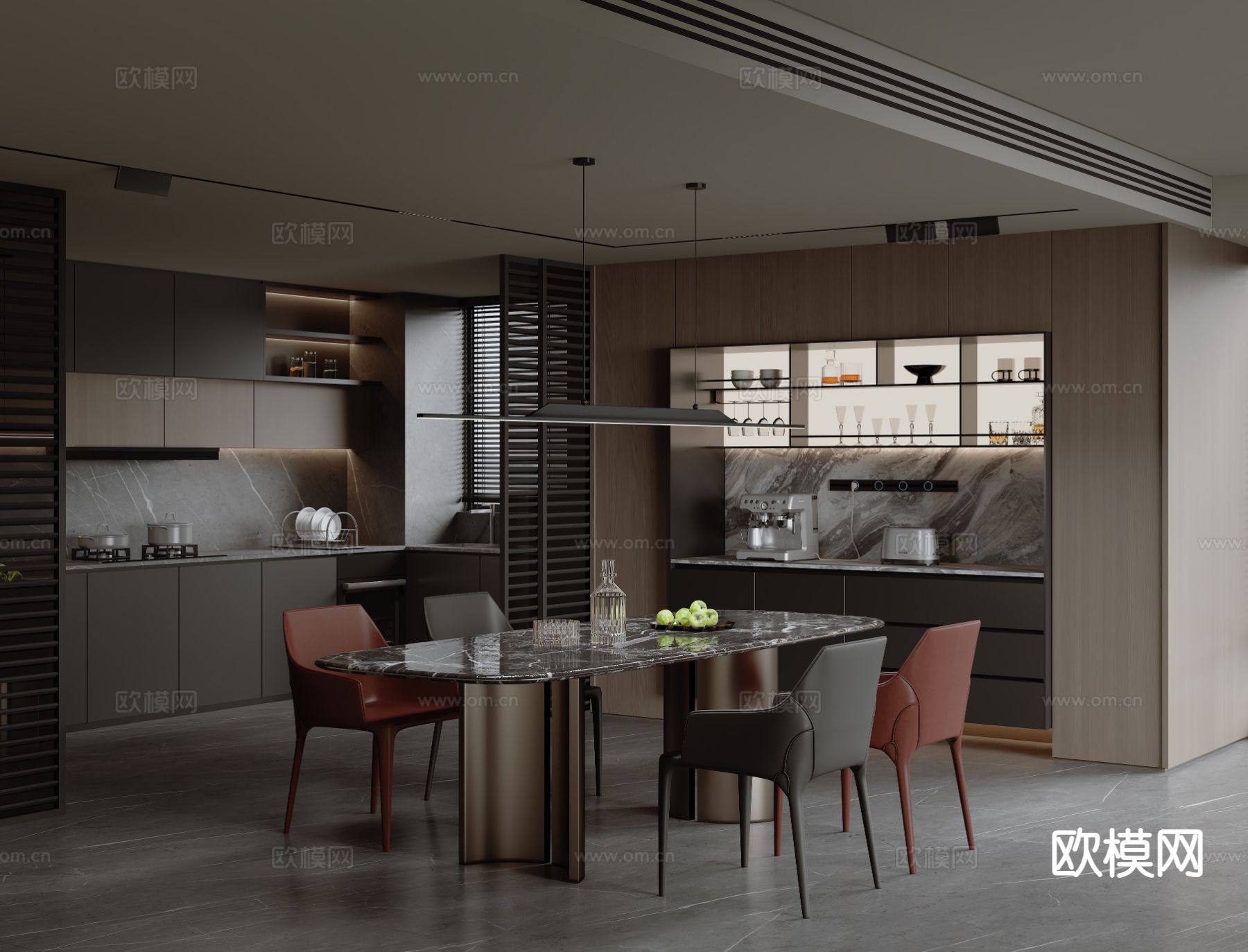 意式餐厅3d模型下载