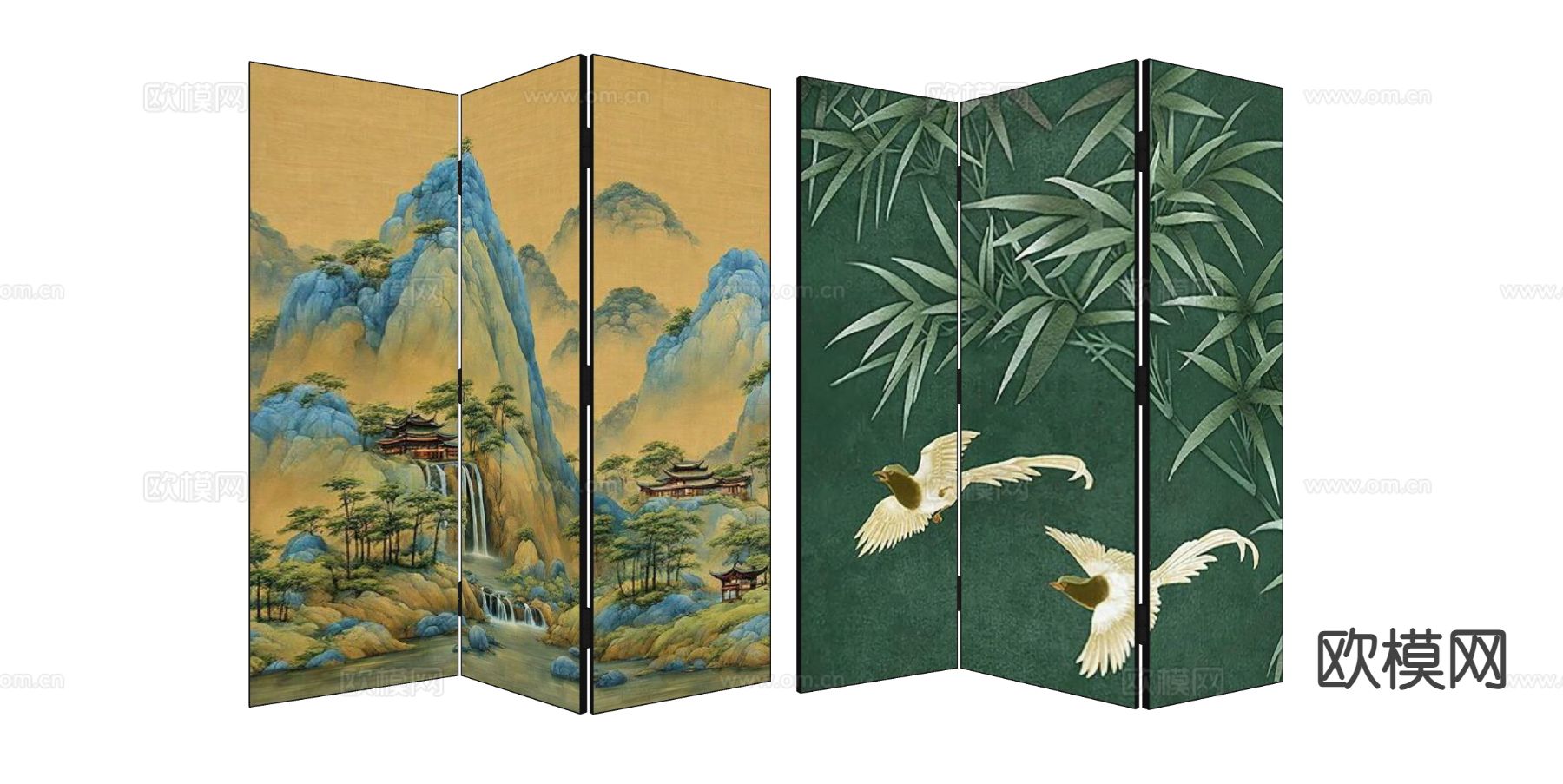 新中式屏风su模型下载（渲染图1）