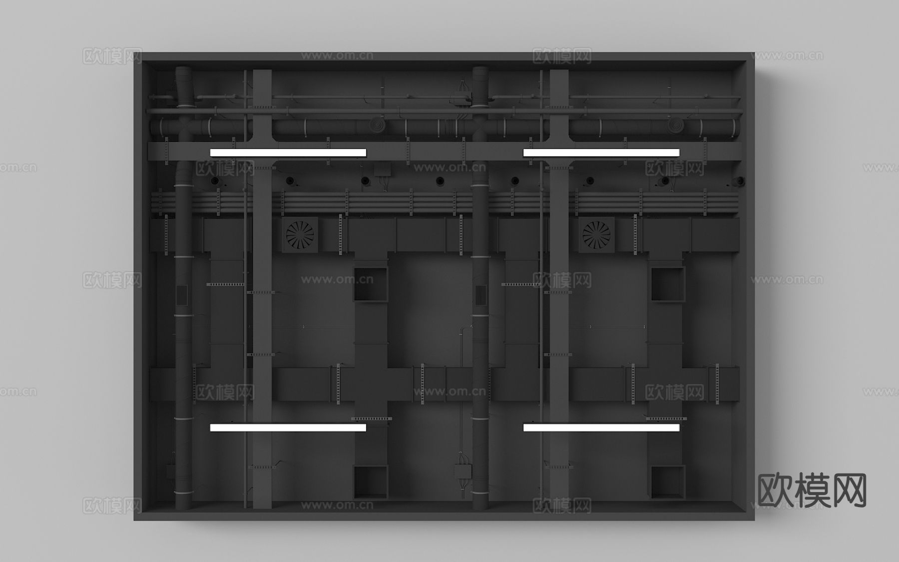 工业风吊顶 管道吊顶 裸顶3d模型