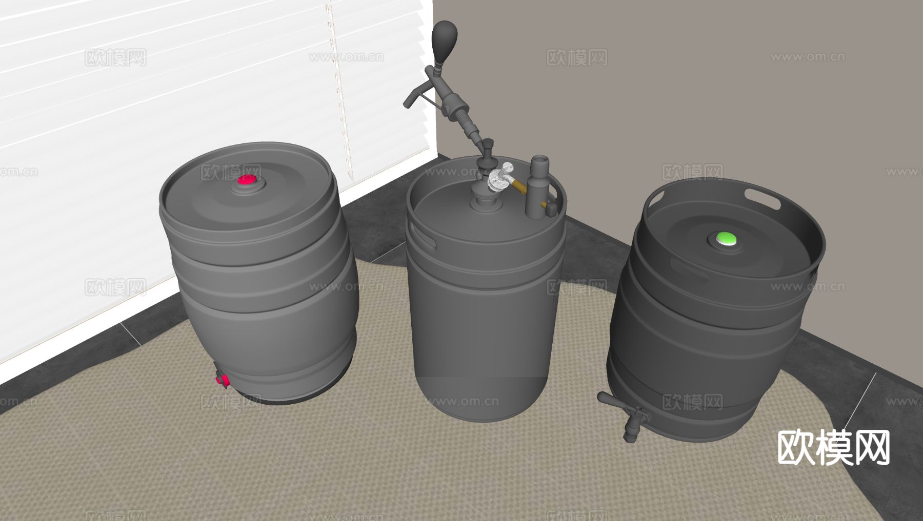 啤酒罐 啤酒桶su模型