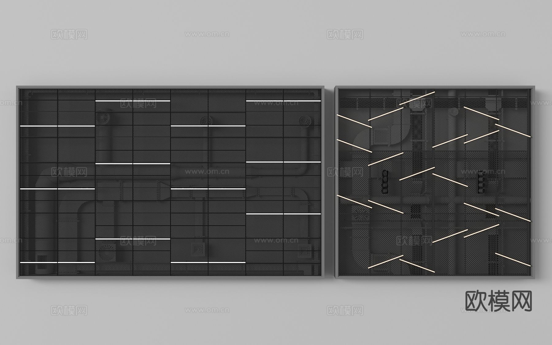 工业风吊顶 管道吊顶 裸顶3d模型