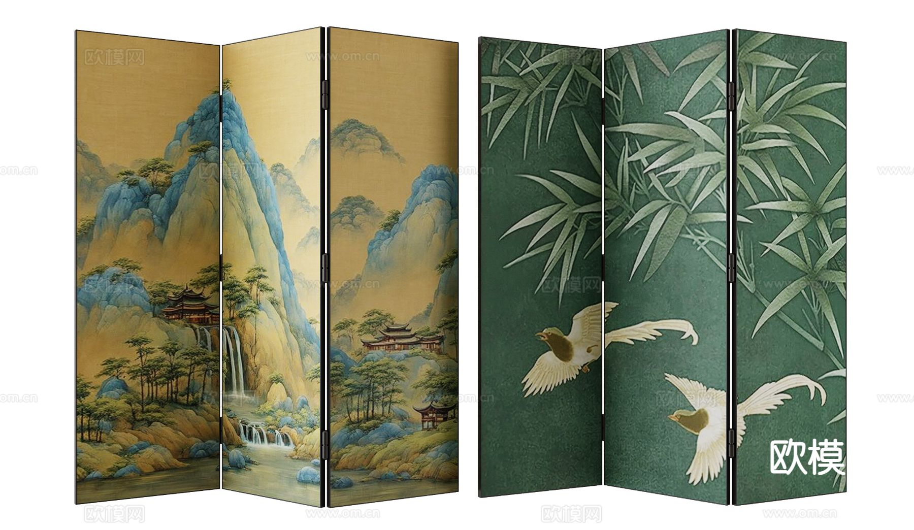 新中式屏风su模型下载（渲染图2）