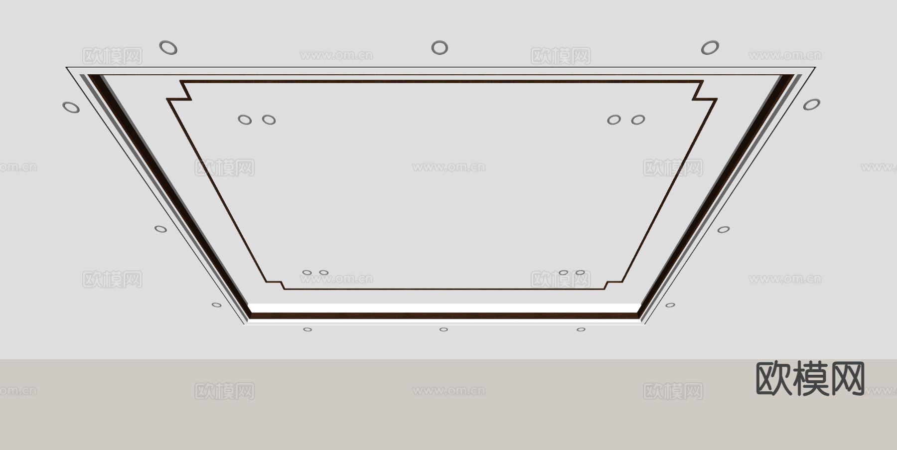 新中式天花吊顶su模型