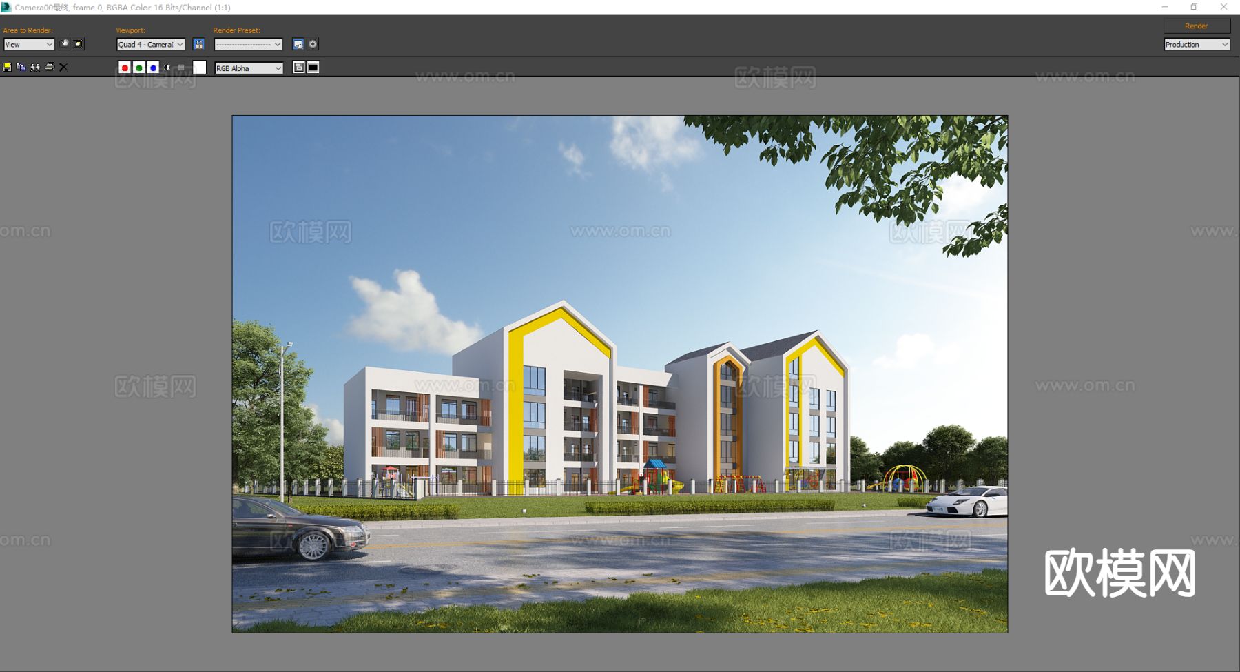 幼儿园外观3d模型下载（渲染图2）