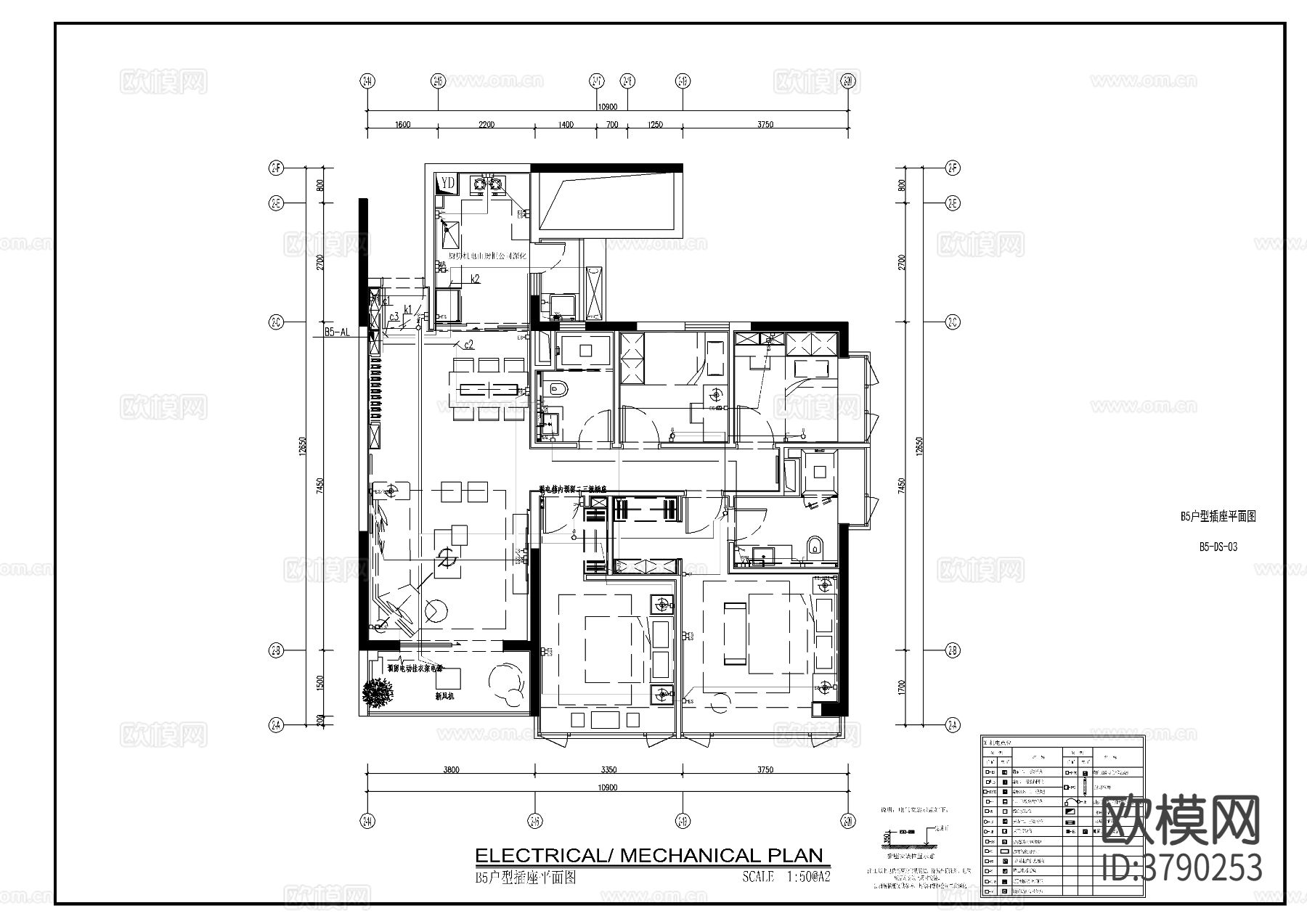 某样板间住宅电气CAD施工图