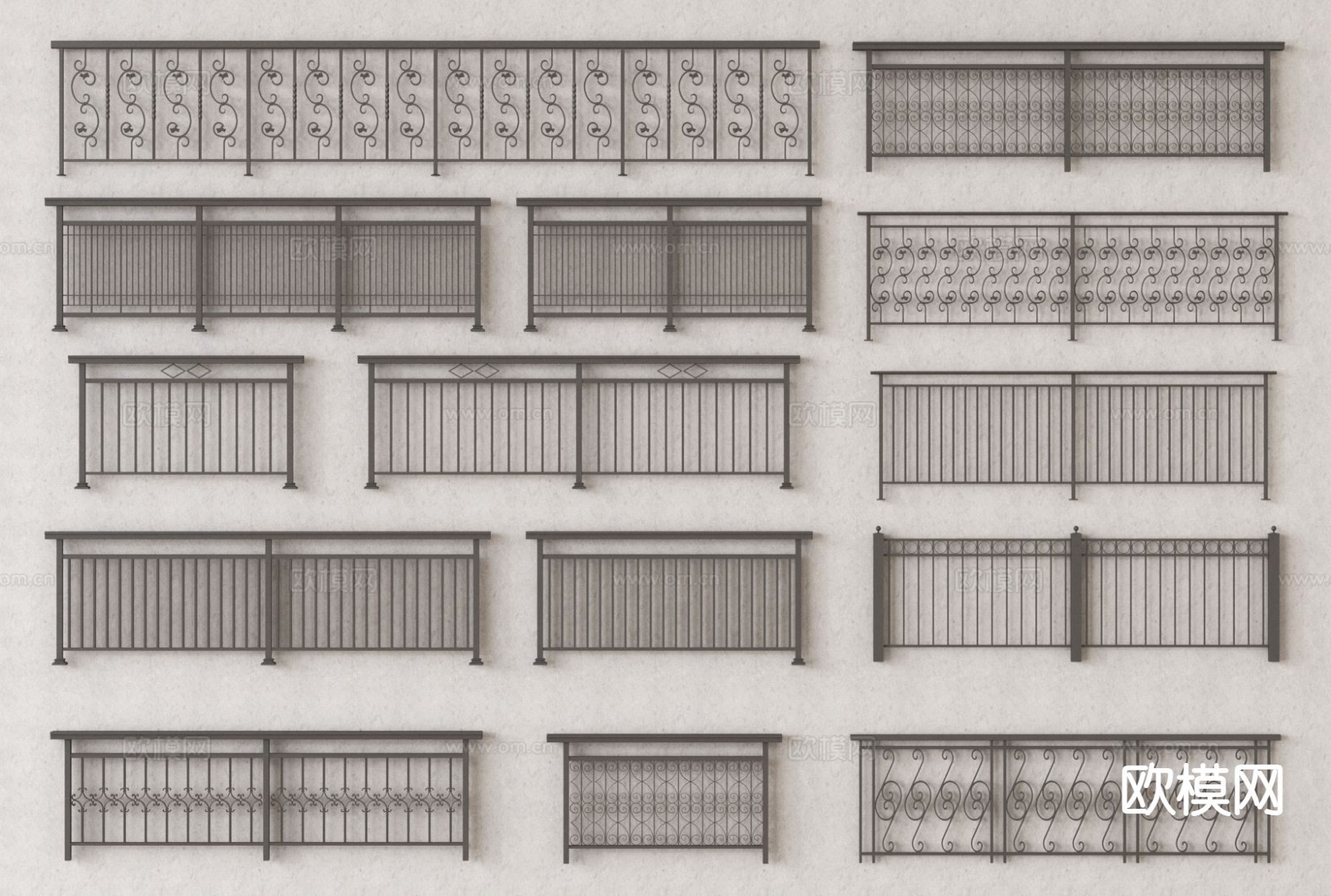 铁艺围栏 栏杆 护栏3d模型