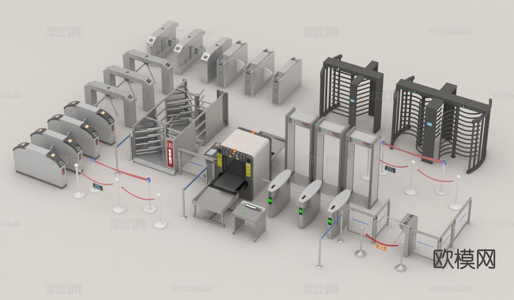 安检闸机 门禁机 检票机 摆闸 感应门 小区门禁3d模型