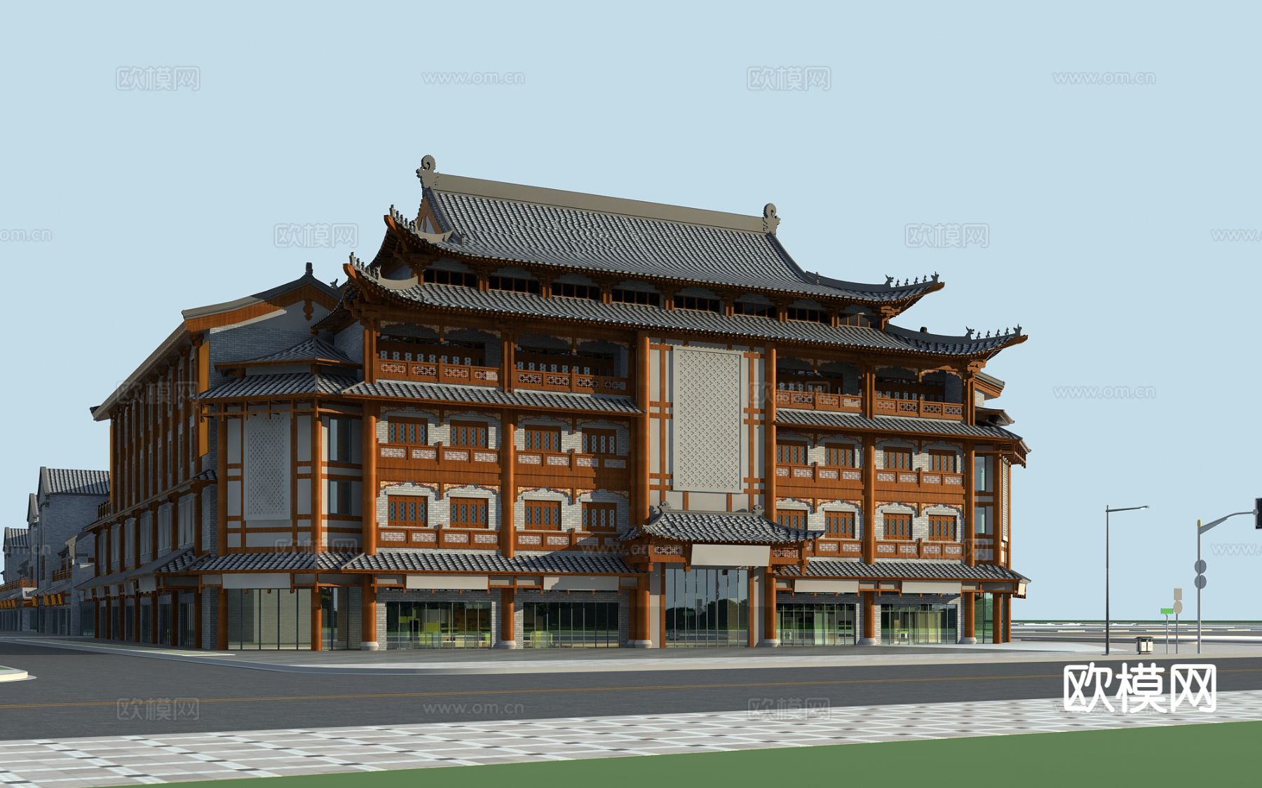 新中式古建 建筑外观3d模型