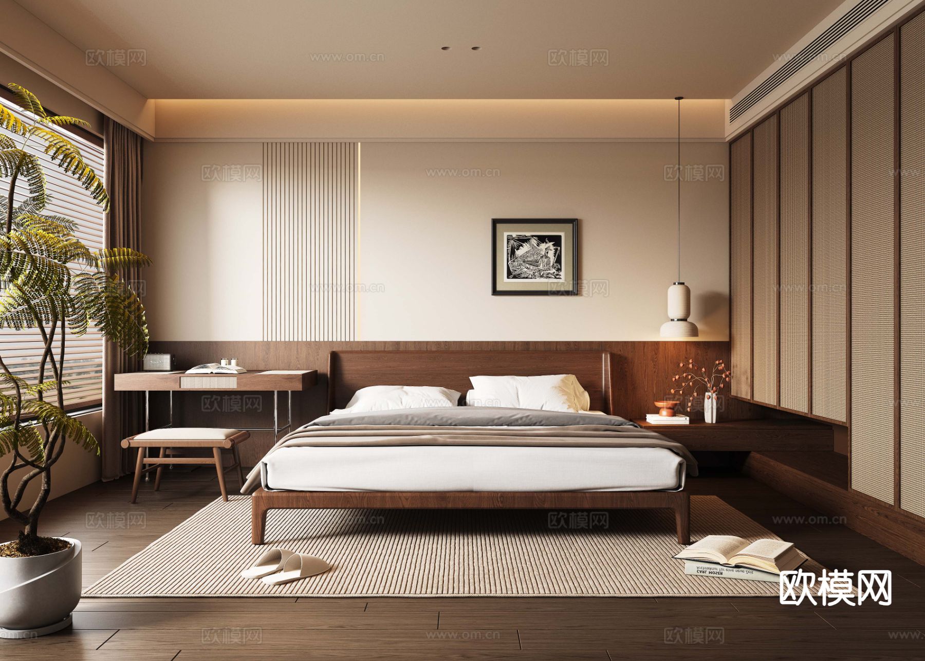 侘寂卧室 主卧su模型下载（渲染图2）