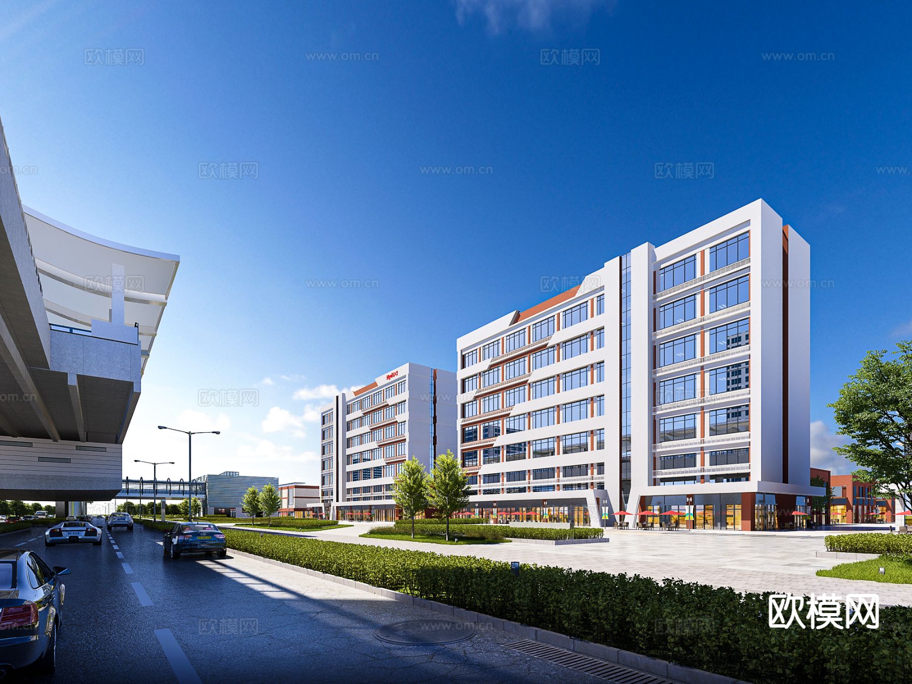 现代商业街 步行街3d模型下载（渲染图2）