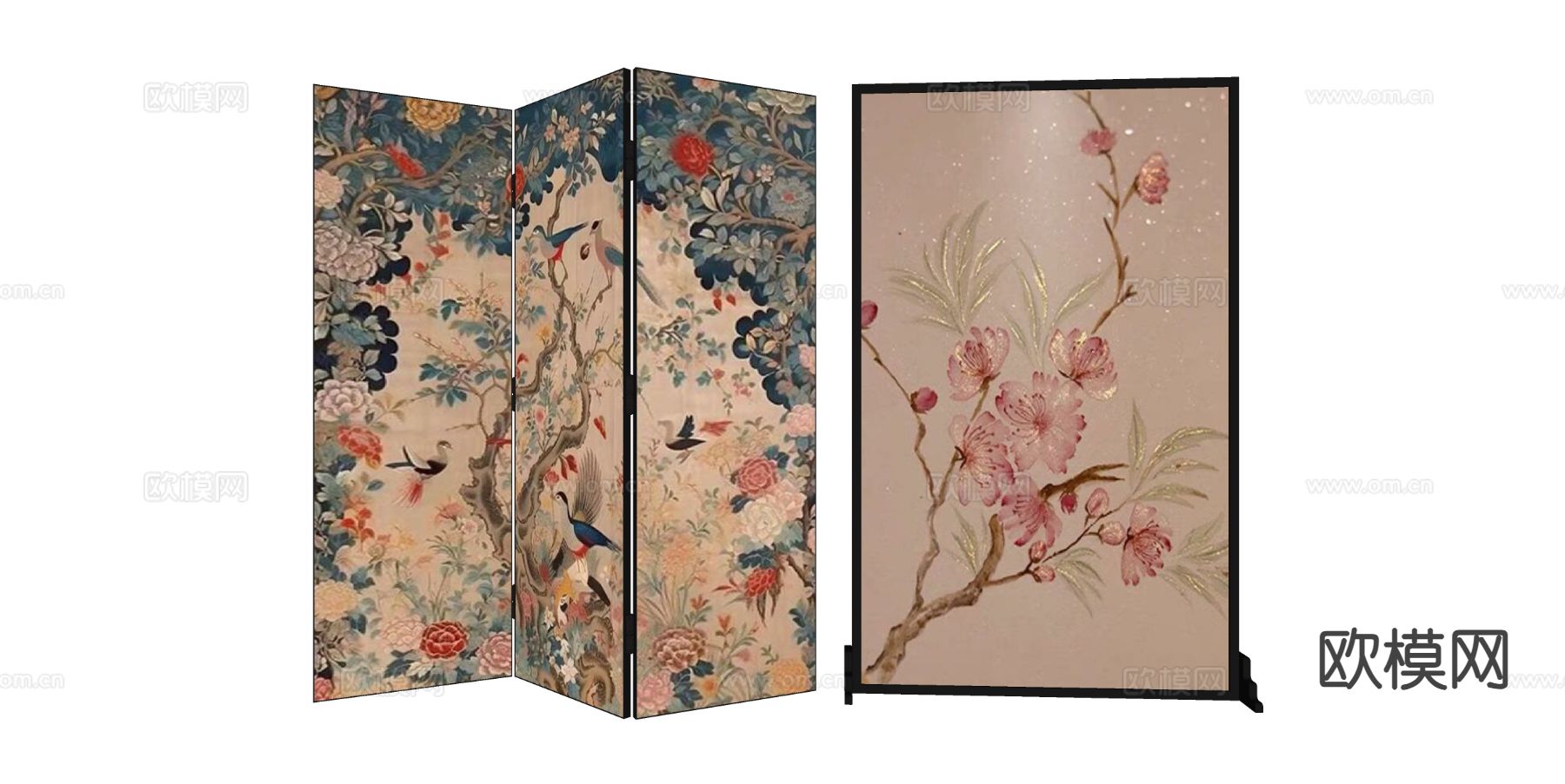 新中式屏风su模型下载（渲染图1）