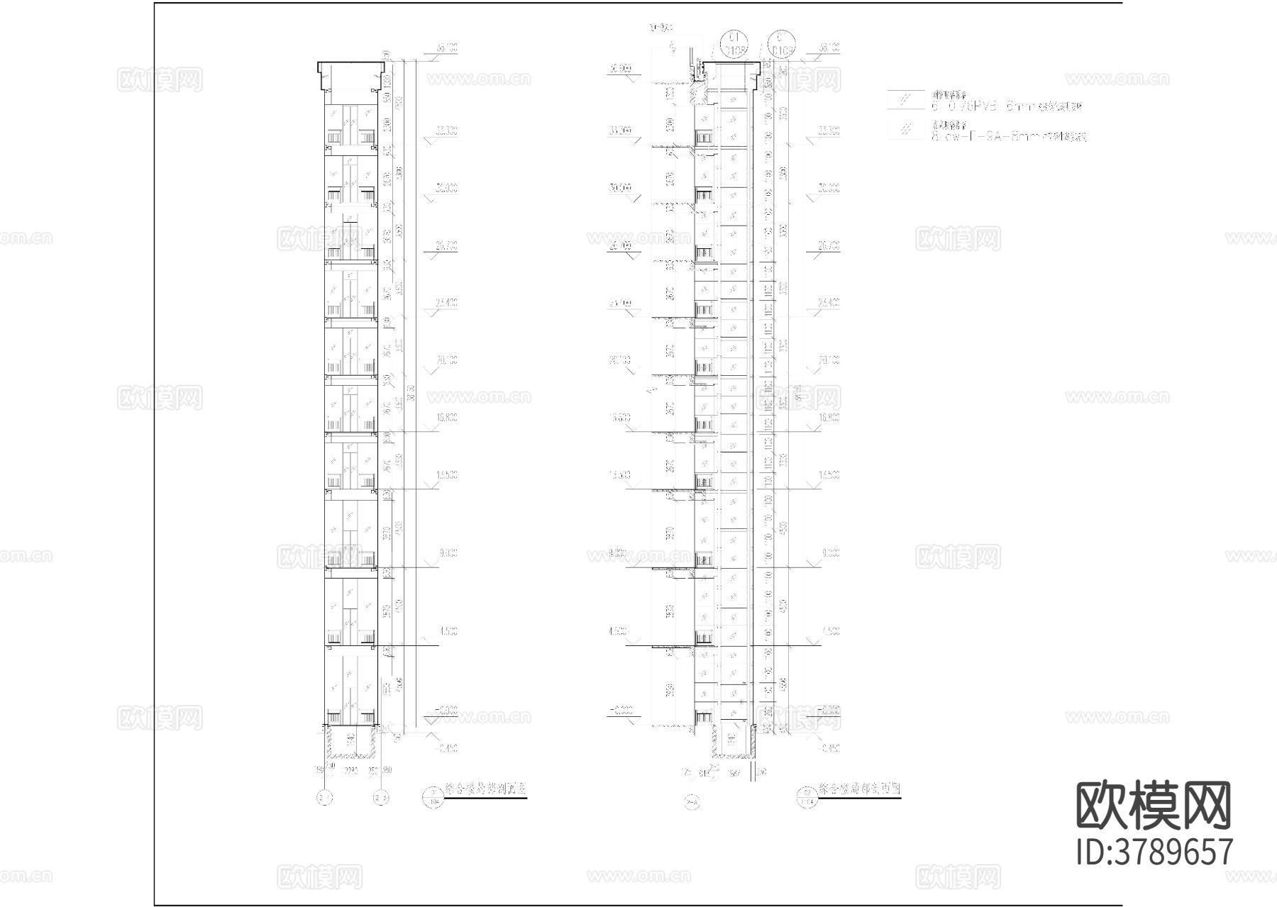综合楼电梯节点大样图下载（渲染图1）