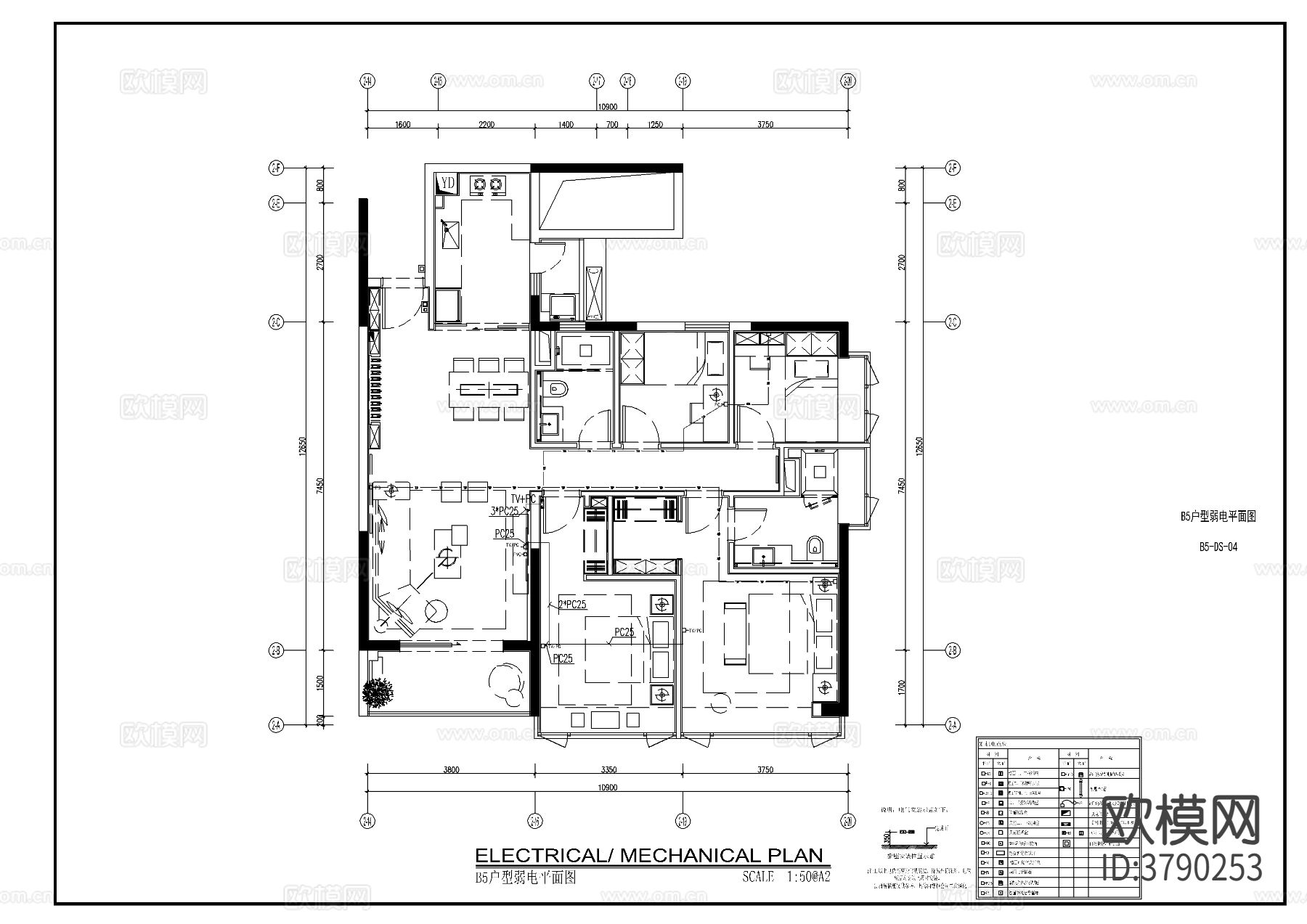 某样板间住宅电气CAD施工图