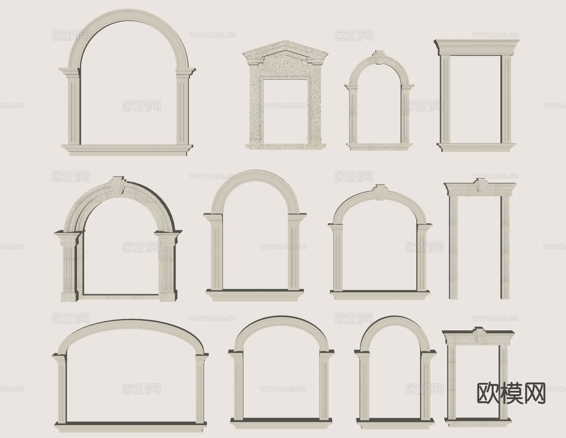 欧式窗框 门框 垭口 拱形门窗套su模型