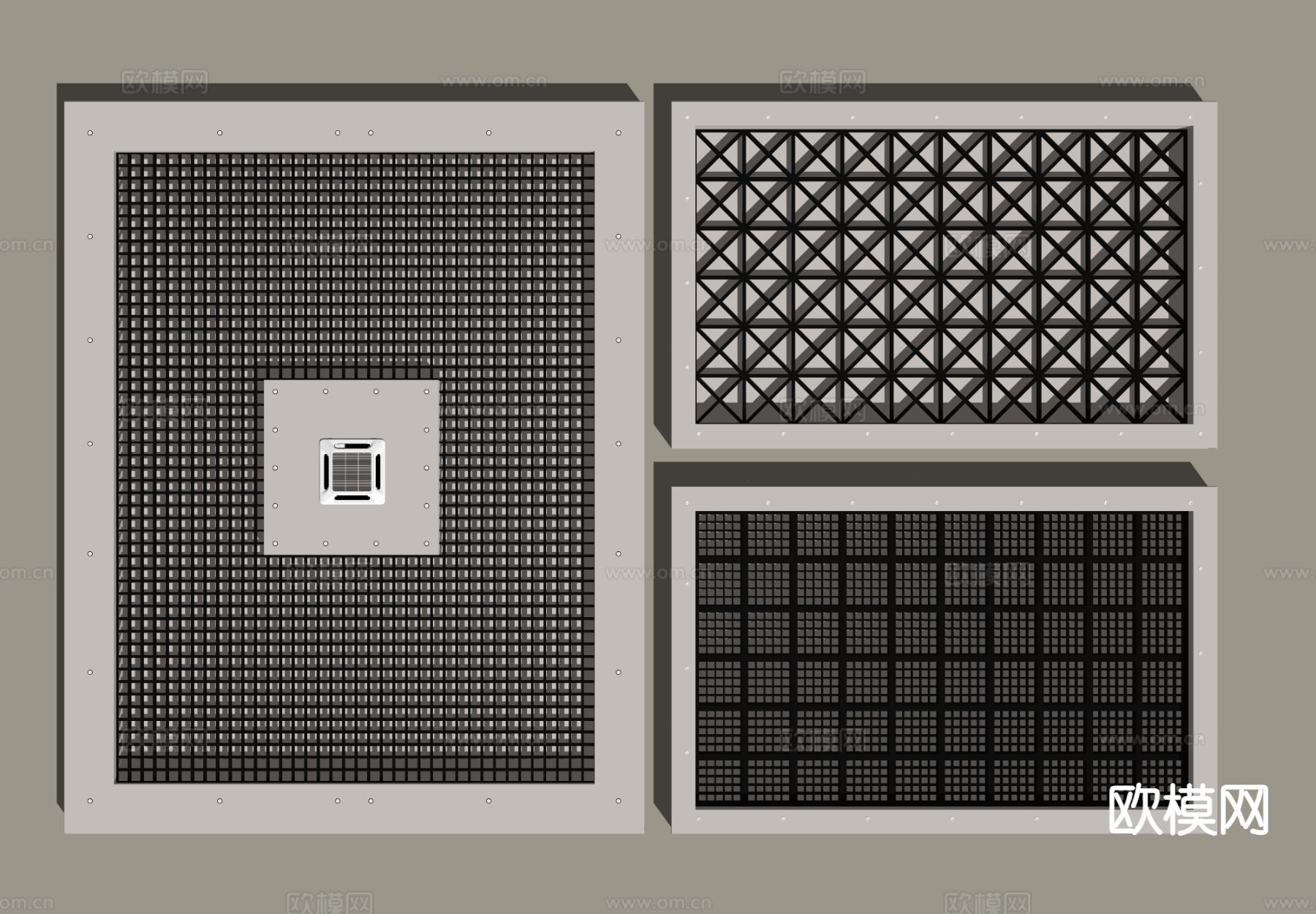 格栅吊顶 天花吊顶su模型