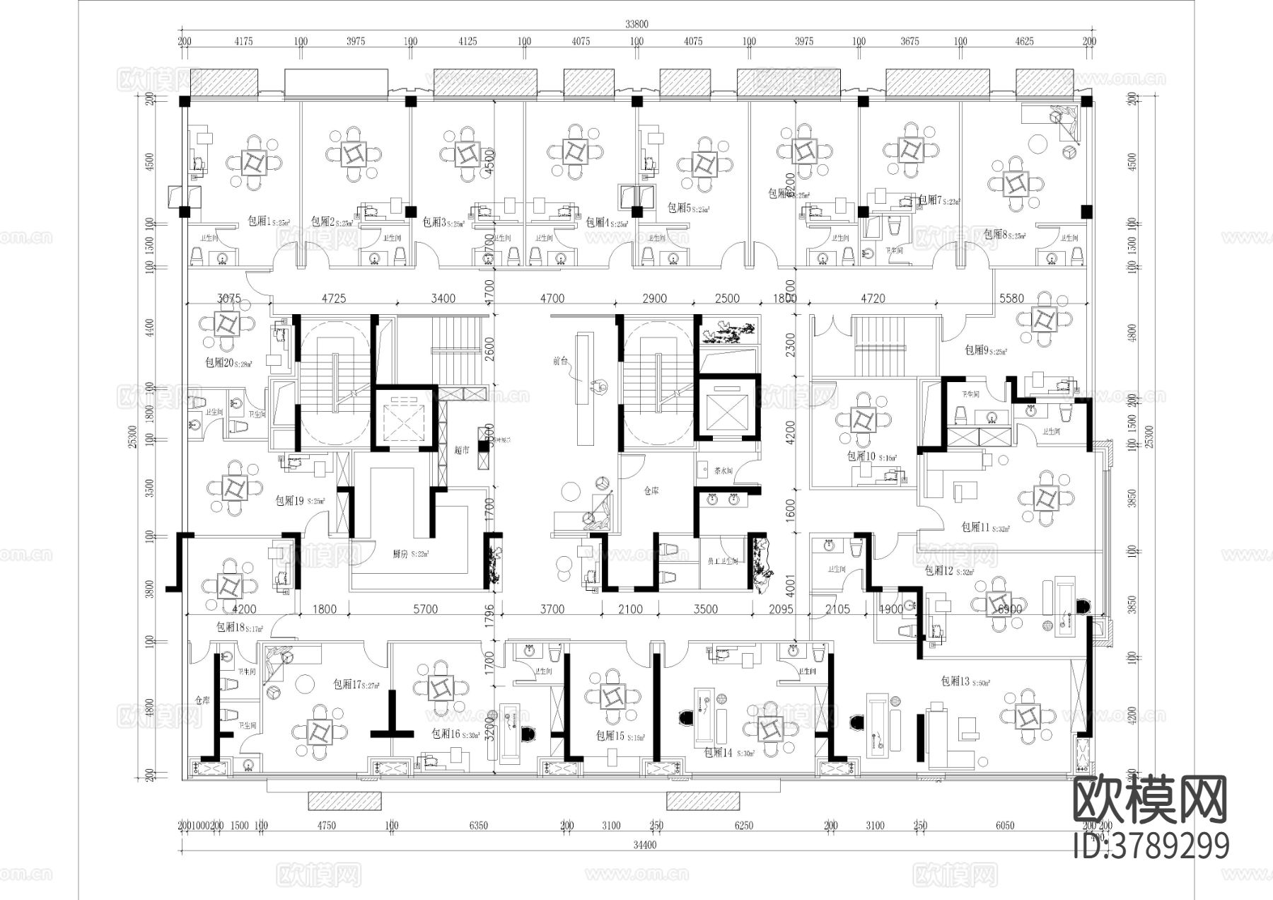 大型棋牌室平面布置图