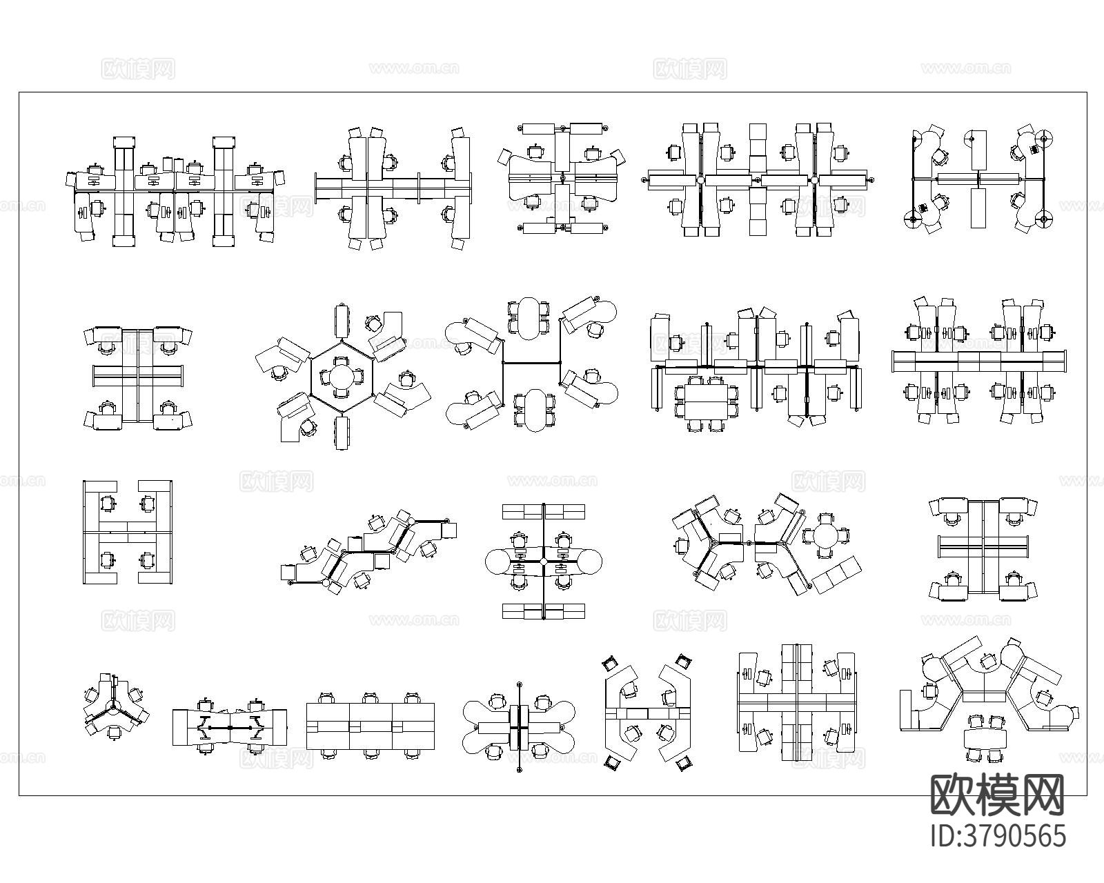 办公桌椅CAD图库