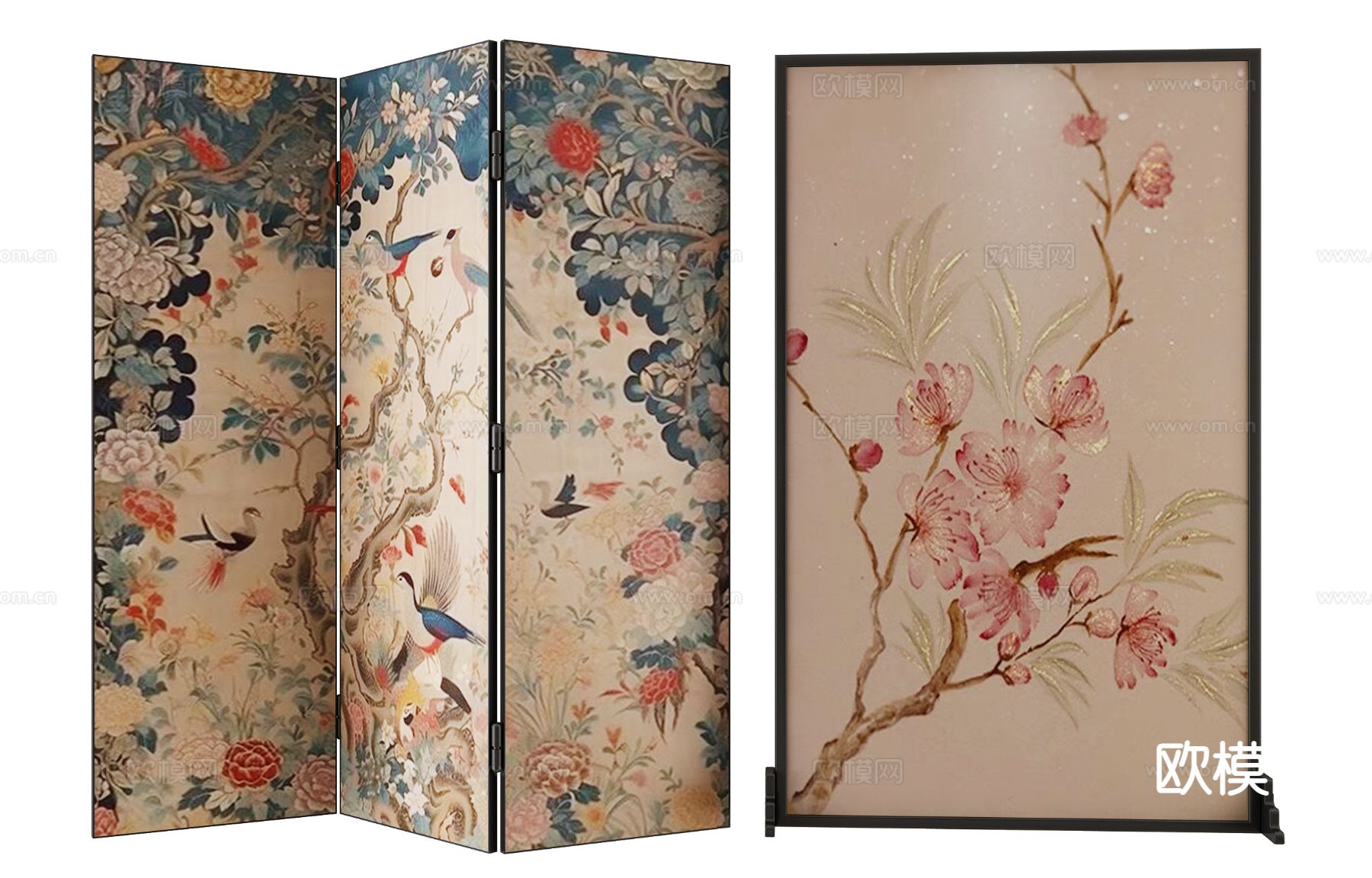 新中式屏风su模型下载（渲染图2）