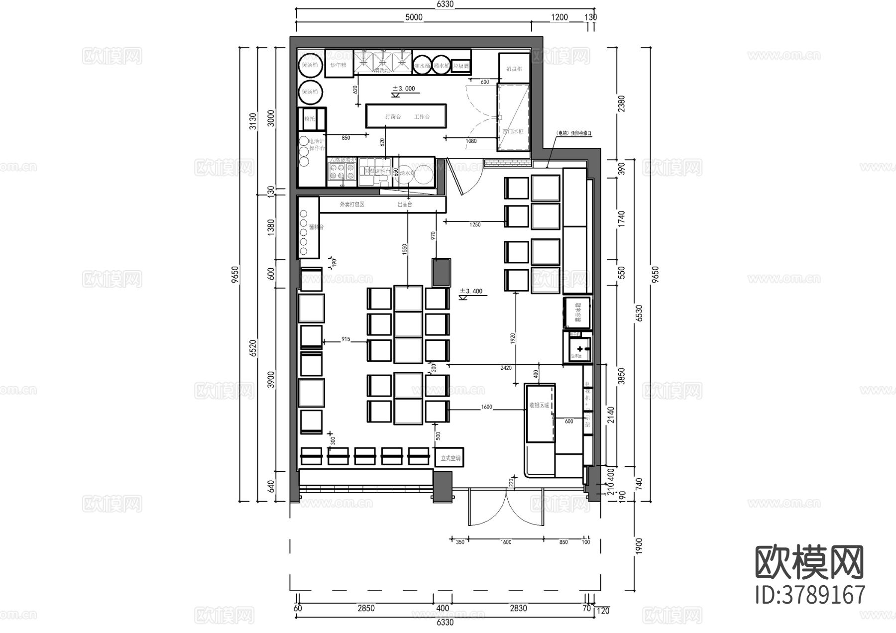 连锁米粉店CAD施工图