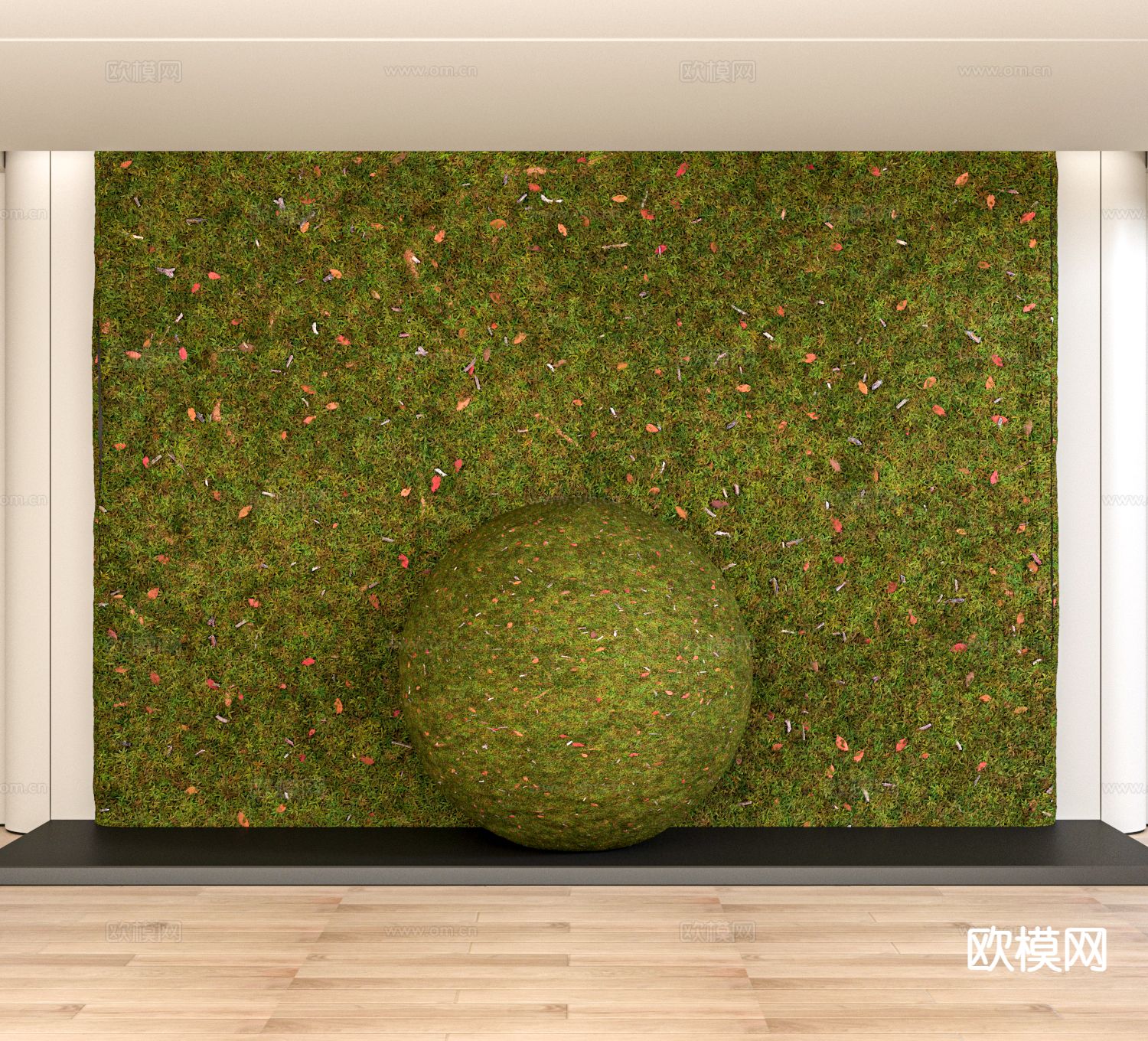 现代草坪 草地 户外草地 花草绿茵3d模型下载（渲染图1）