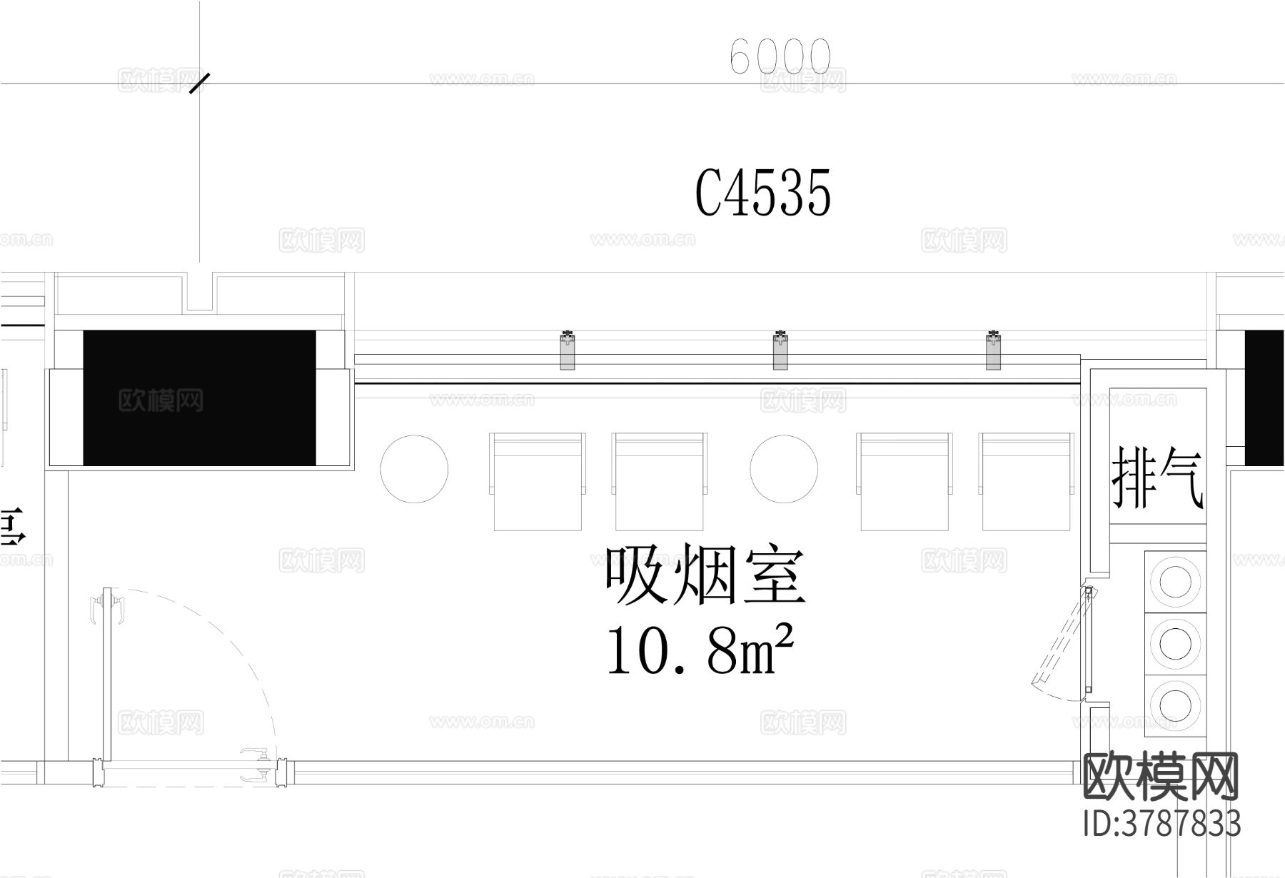 吸烟室CAD平面图