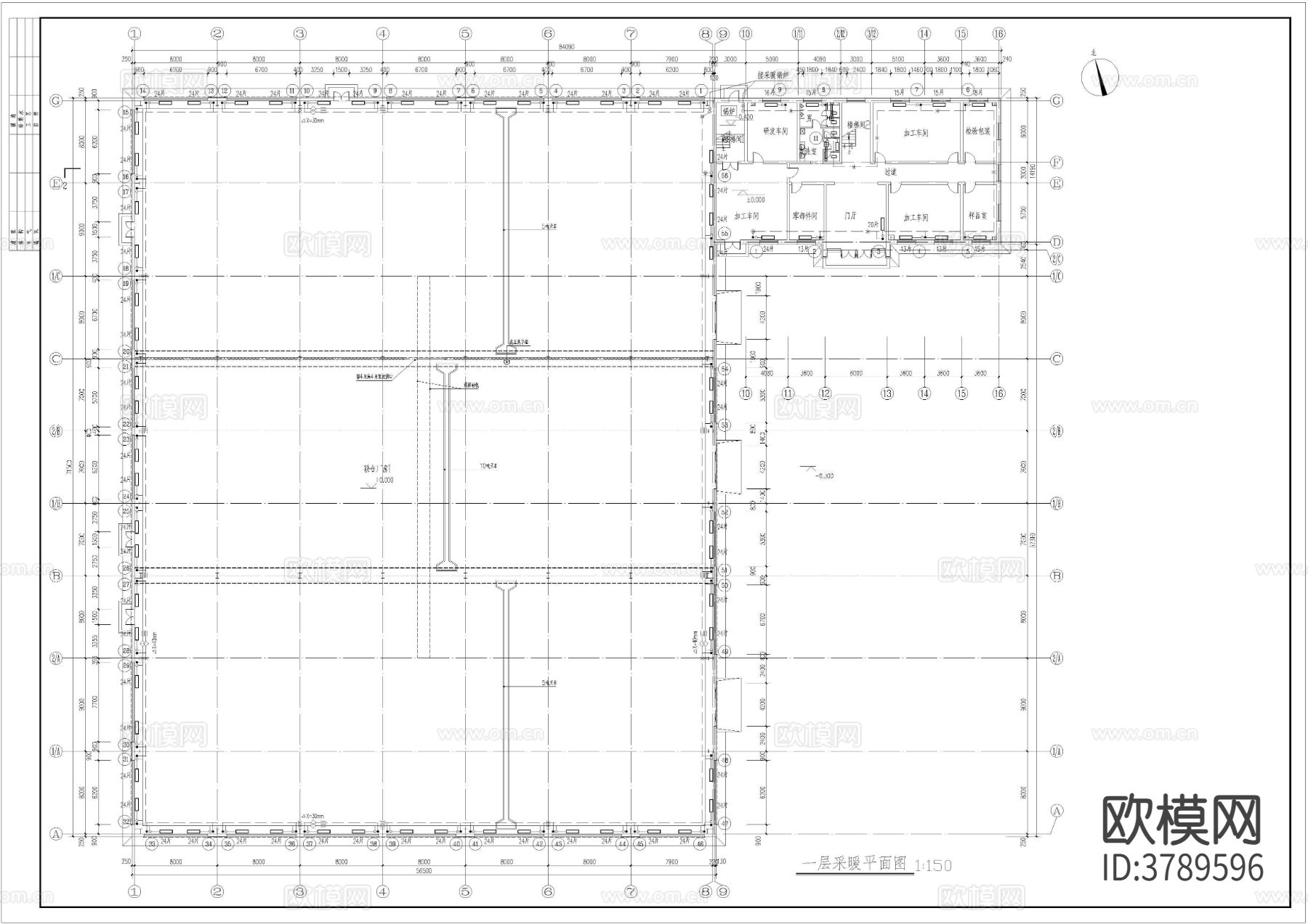 一字火车头厂房 建筑 结构水电暖通图