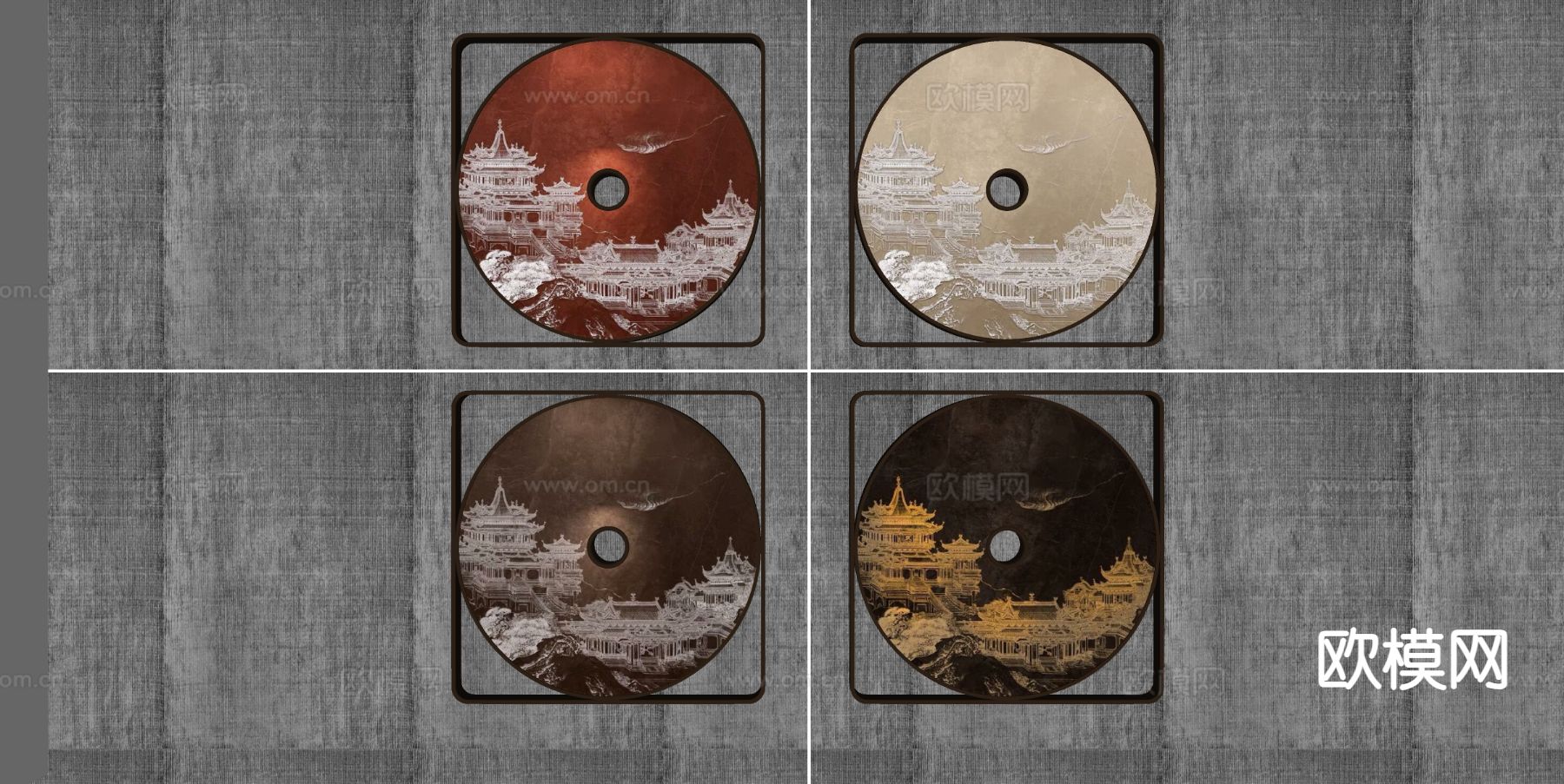 新中式装饰挂画su模型下载（渲染图1）