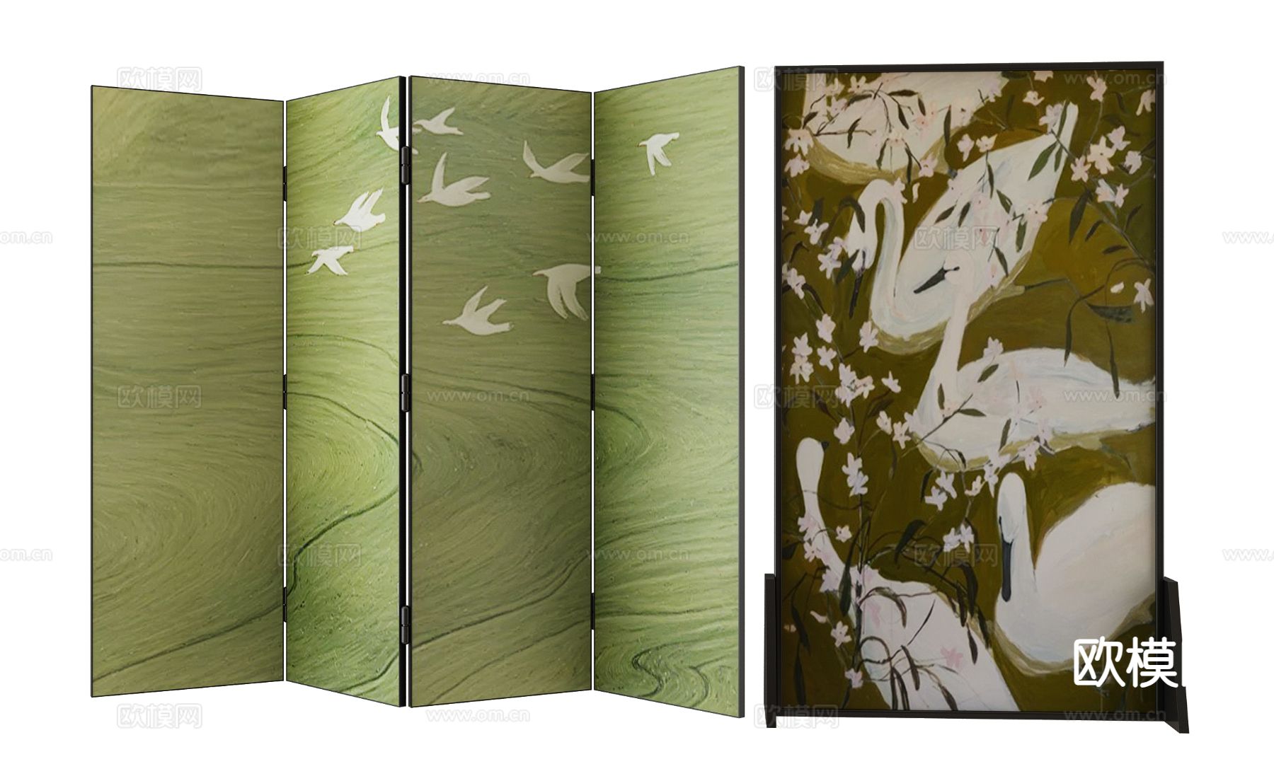 中古风折叠屏风3d模型下载