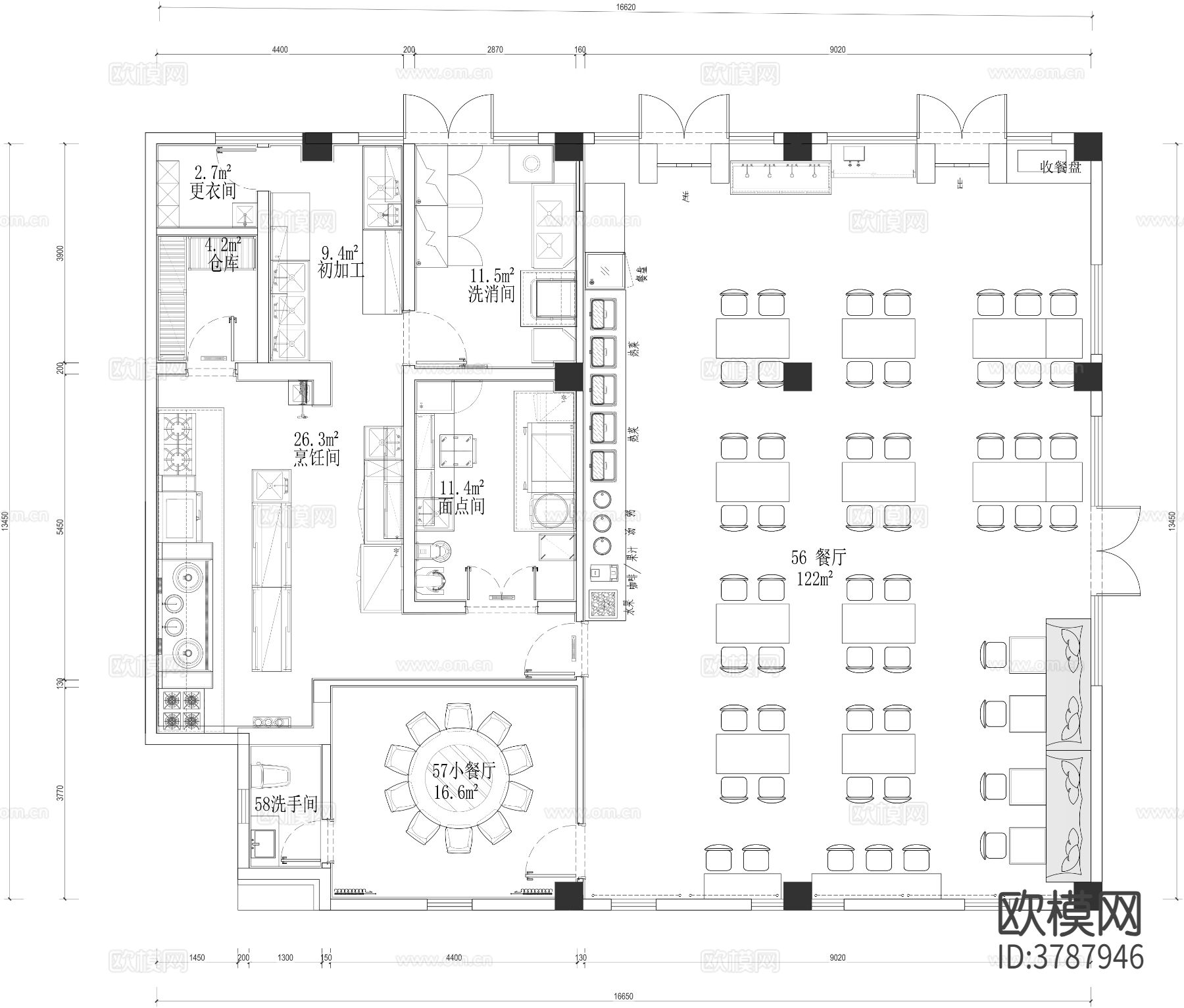 社区职工 食堂员工食堂CAD平面图