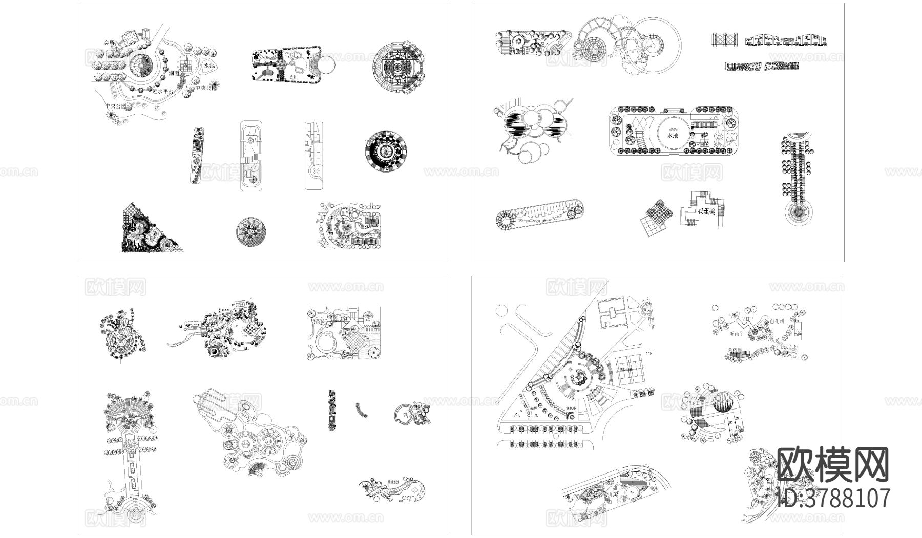 景观 小区景观 园林景观CAD图库下载