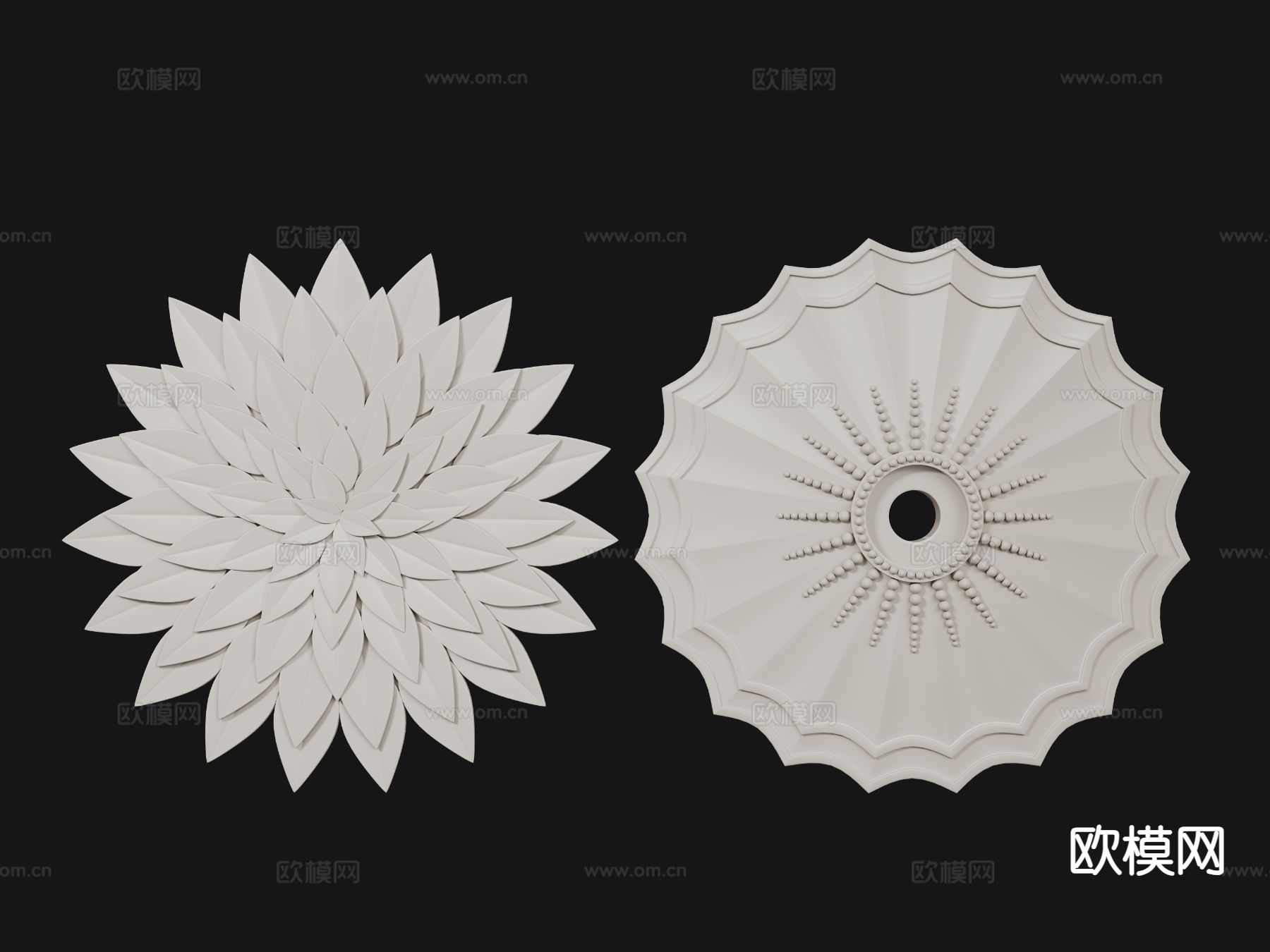 法式灯盘 雕花灯盘 石膏雕花3d模型