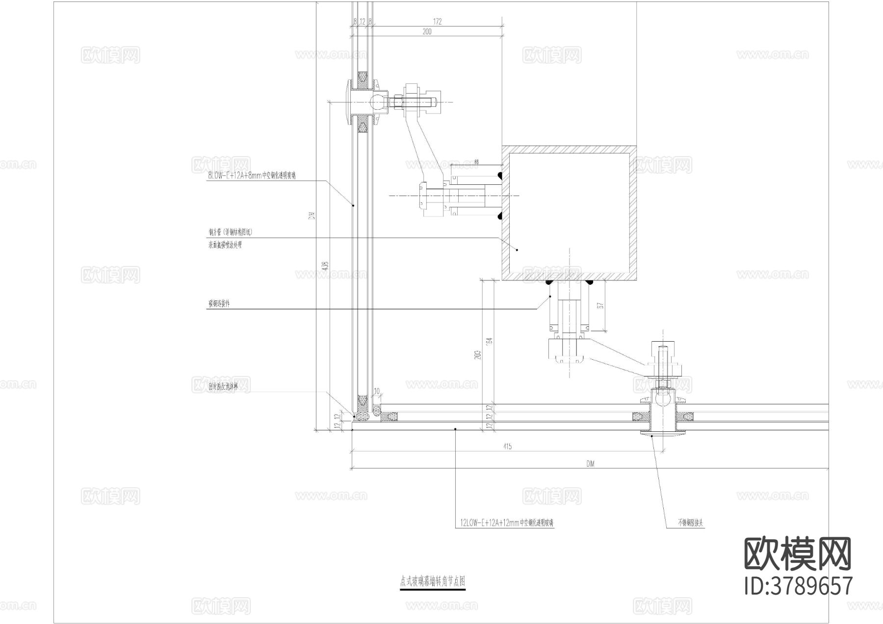 综合楼电梯节点大样图下载（渲染图3）