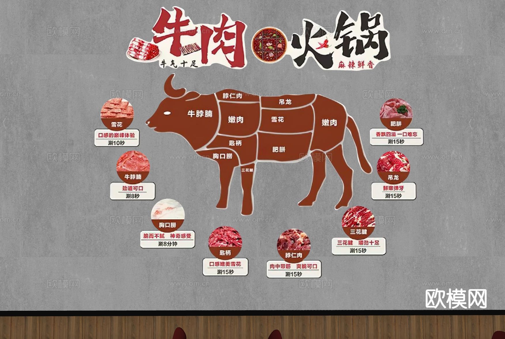 牛肉火锅店装饰画su模型