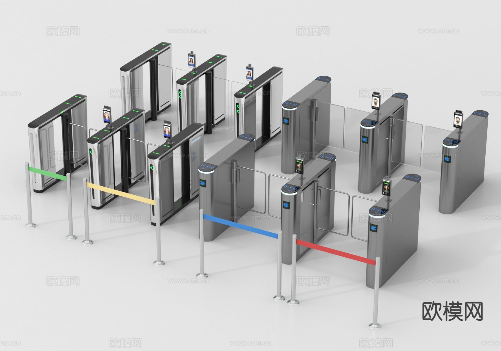安检闸机 门禁机 检票机 摆闸 感应门3d模型