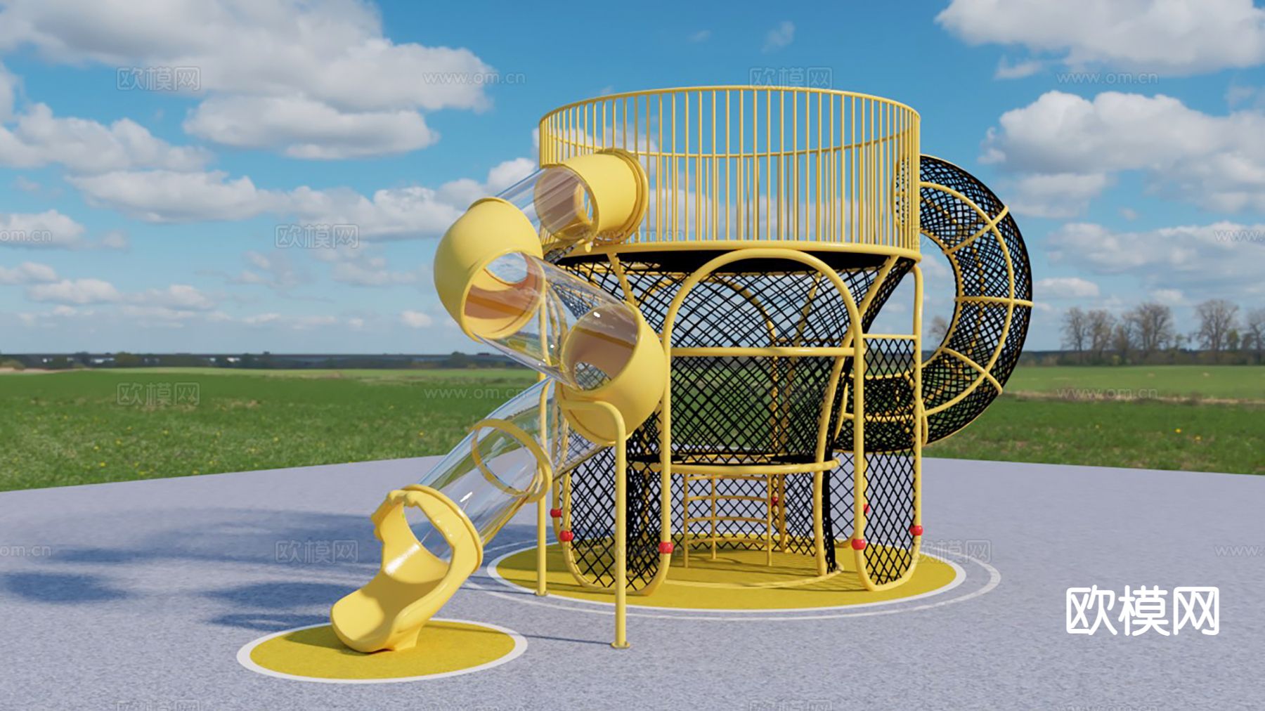 现代儿童滑梯3d模型下载