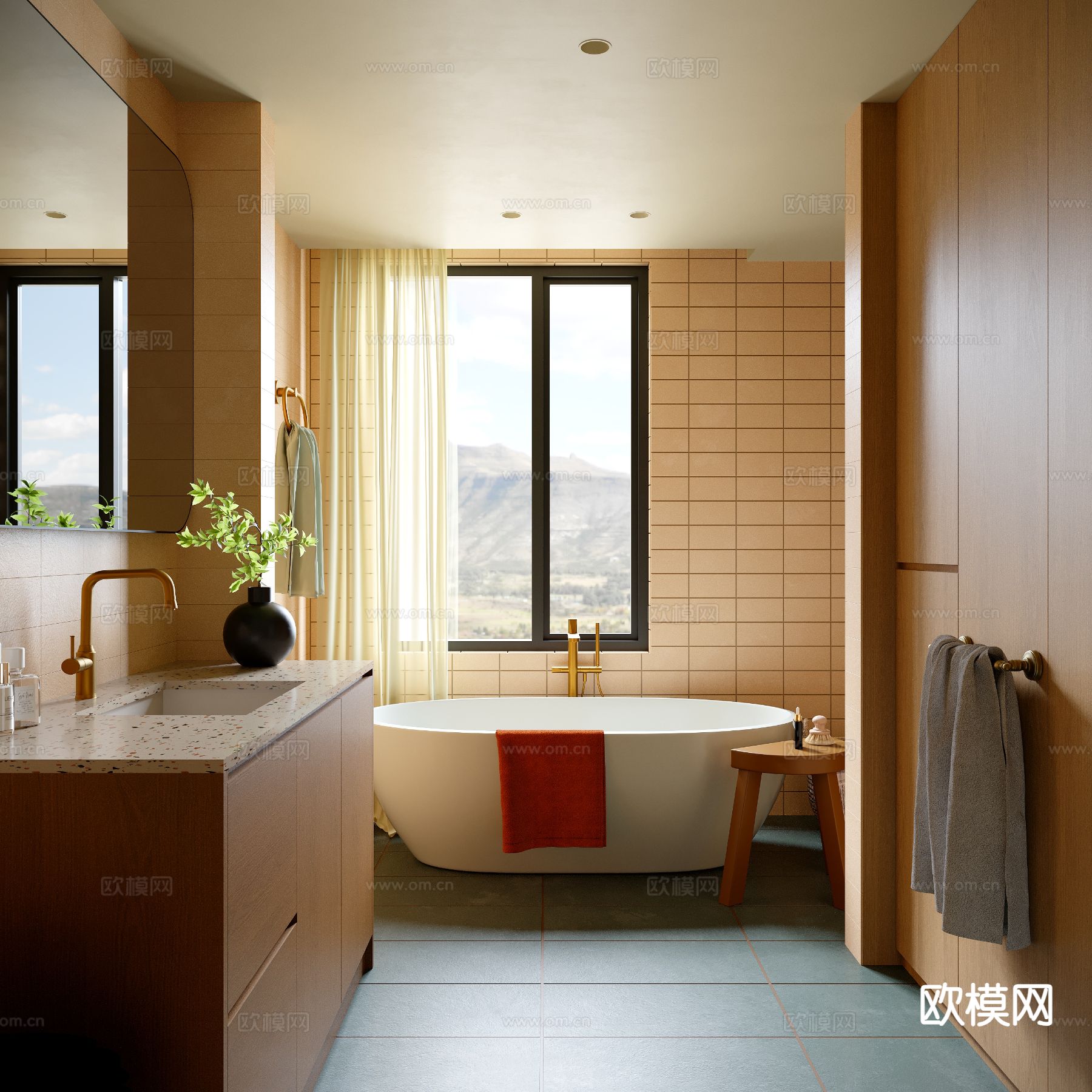 北欧卫生间 浴室su模型下载（渲染图2）