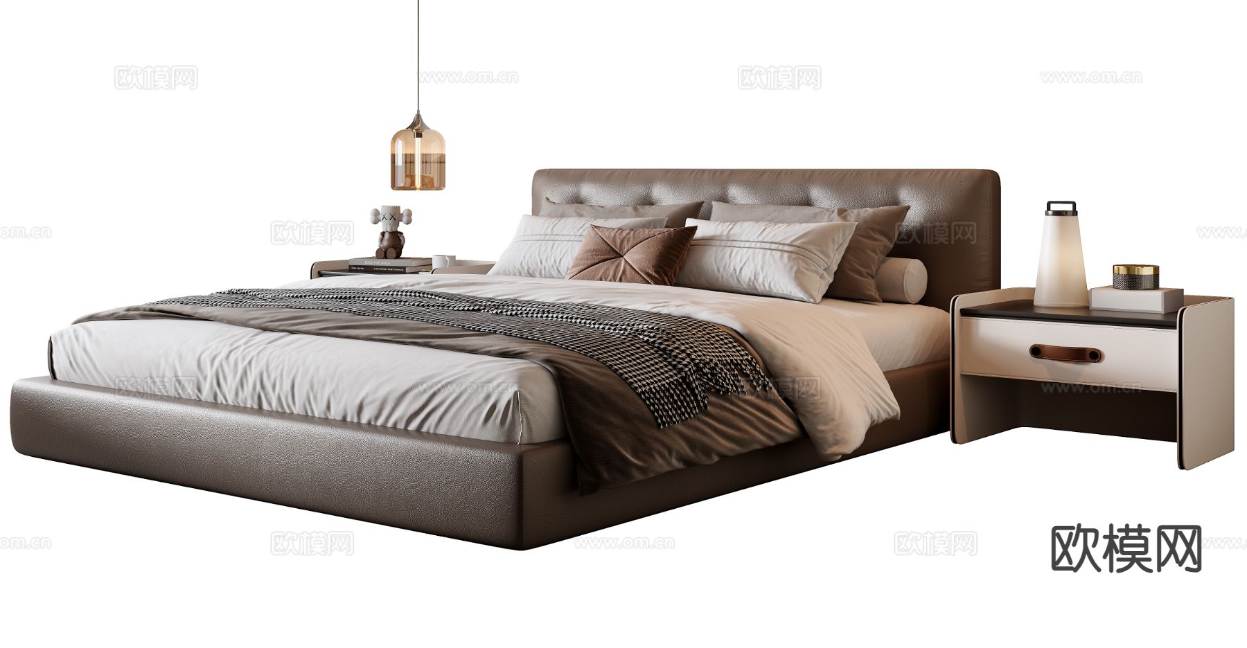 意式双人床su模型下载（渲染图2）