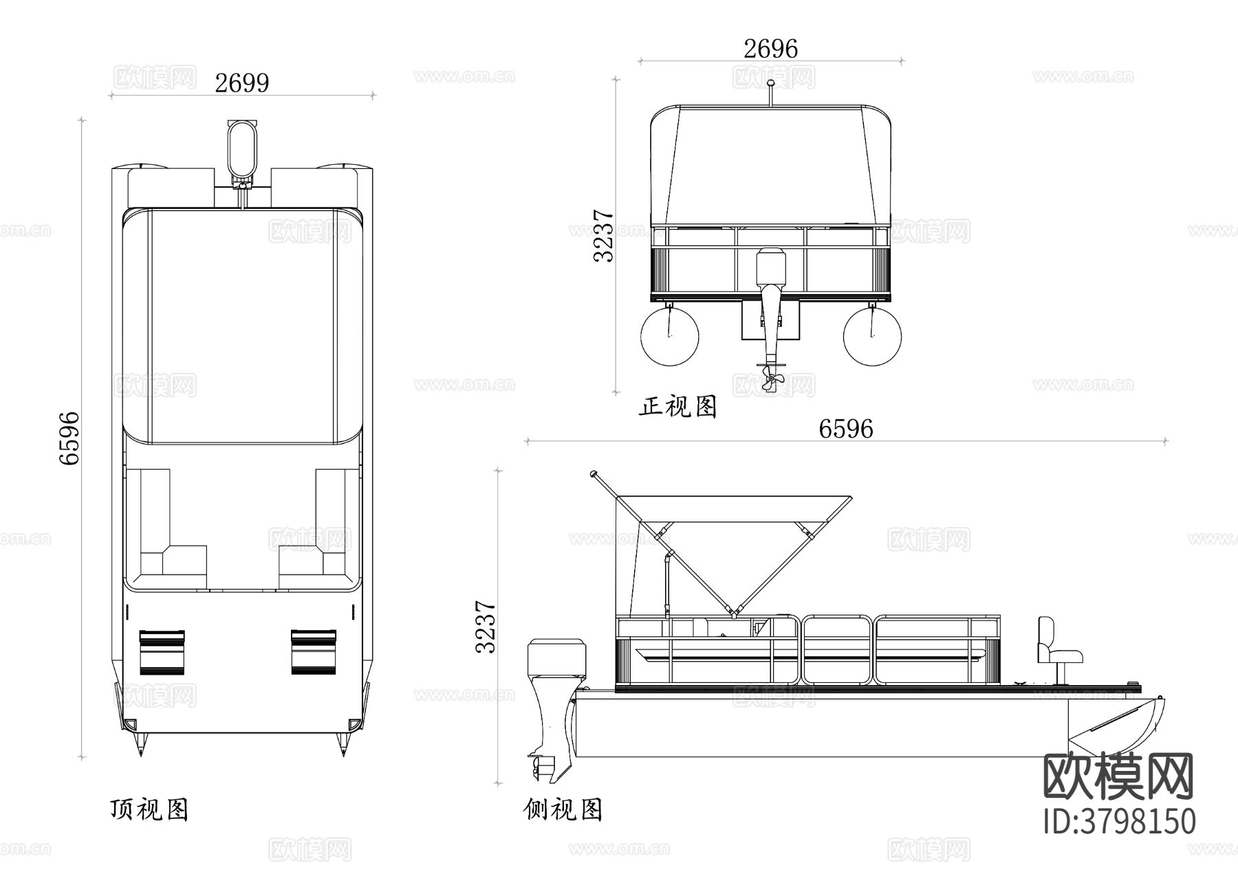 浮桥船cad图库