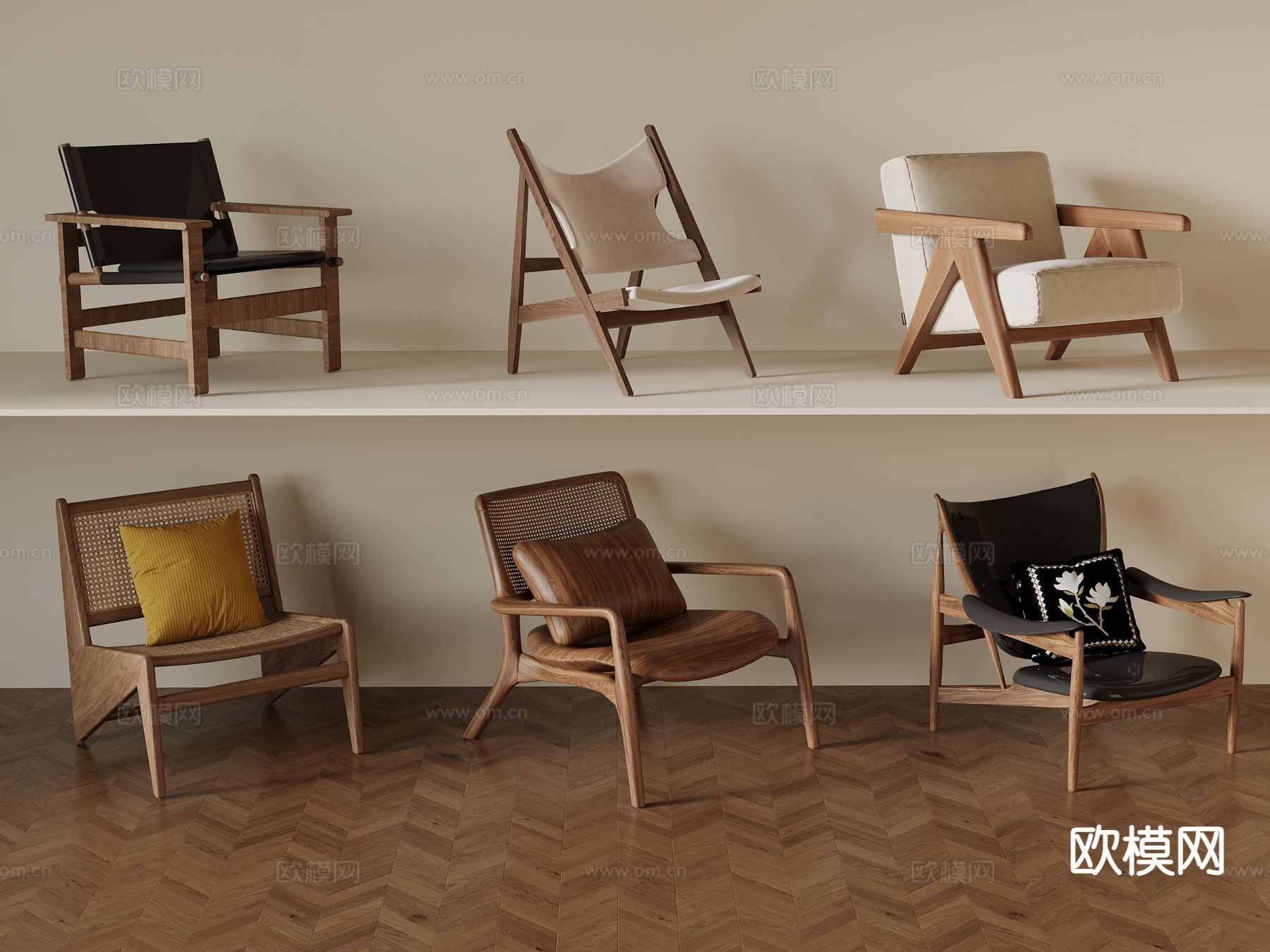 中古风椅子 休闲椅3d模型下载