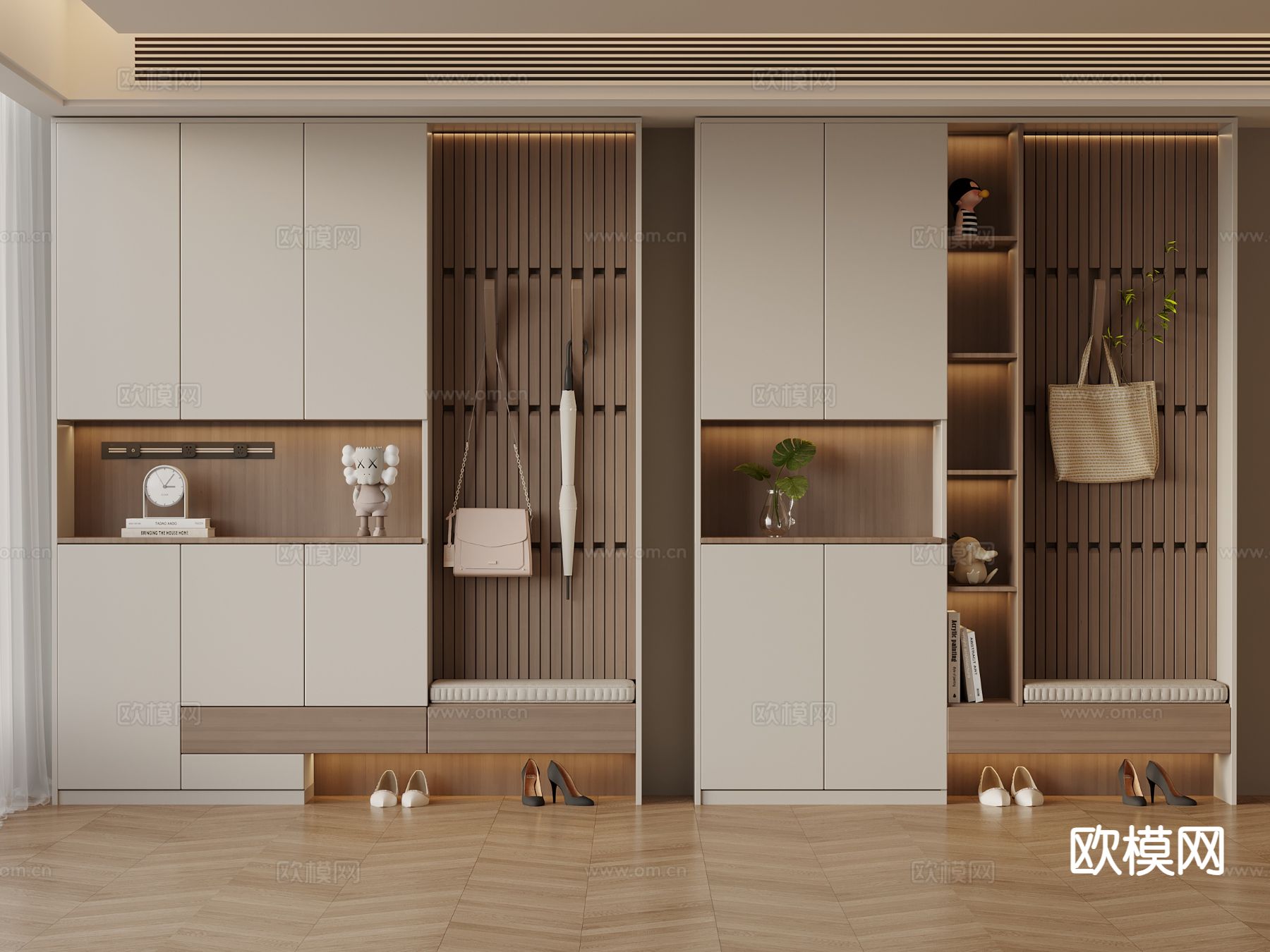 现代玄关鞋柜3d模型下载