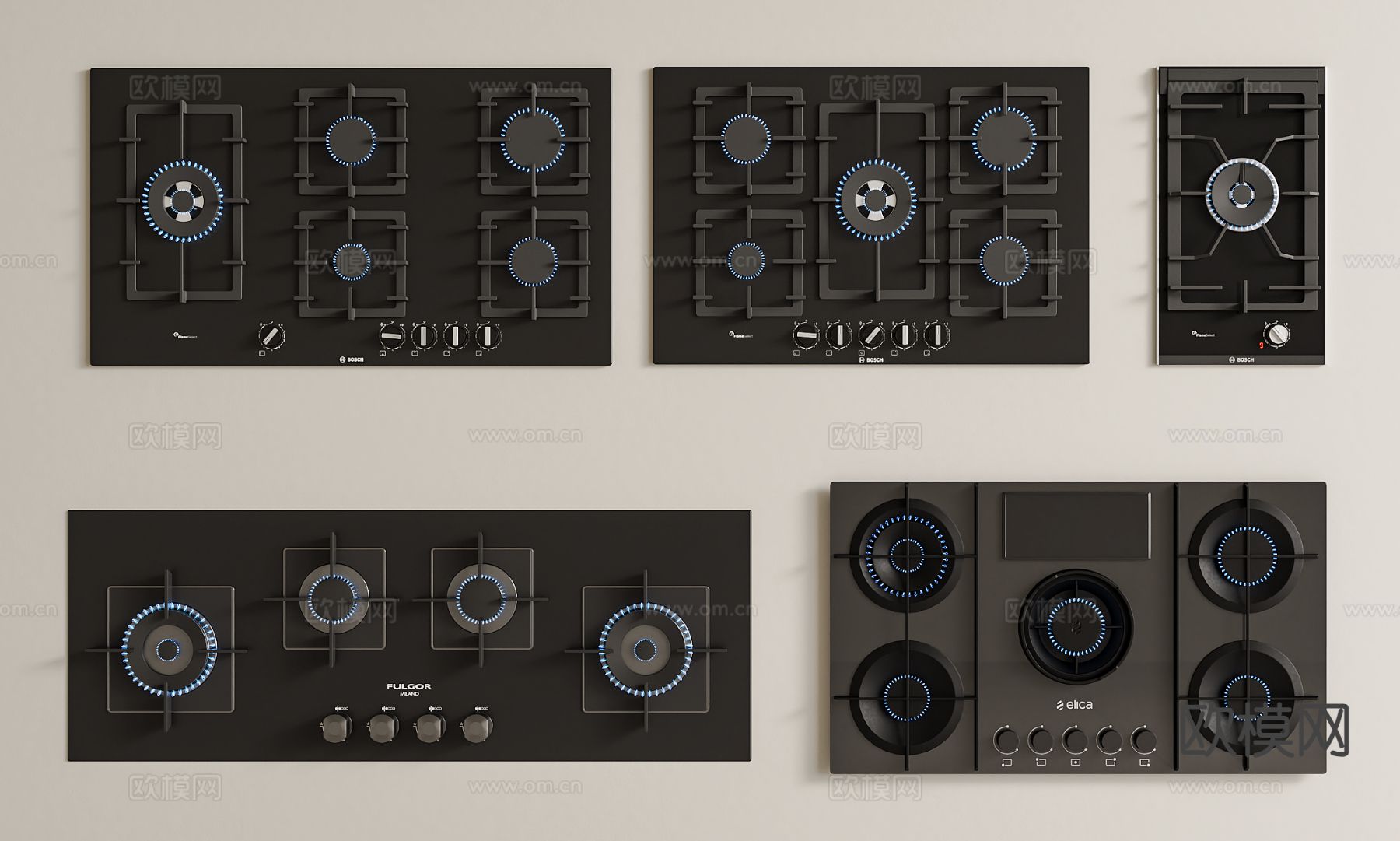 厨房燃气灶 多眼灶 单眼灶 灶具 灶台3d模型
