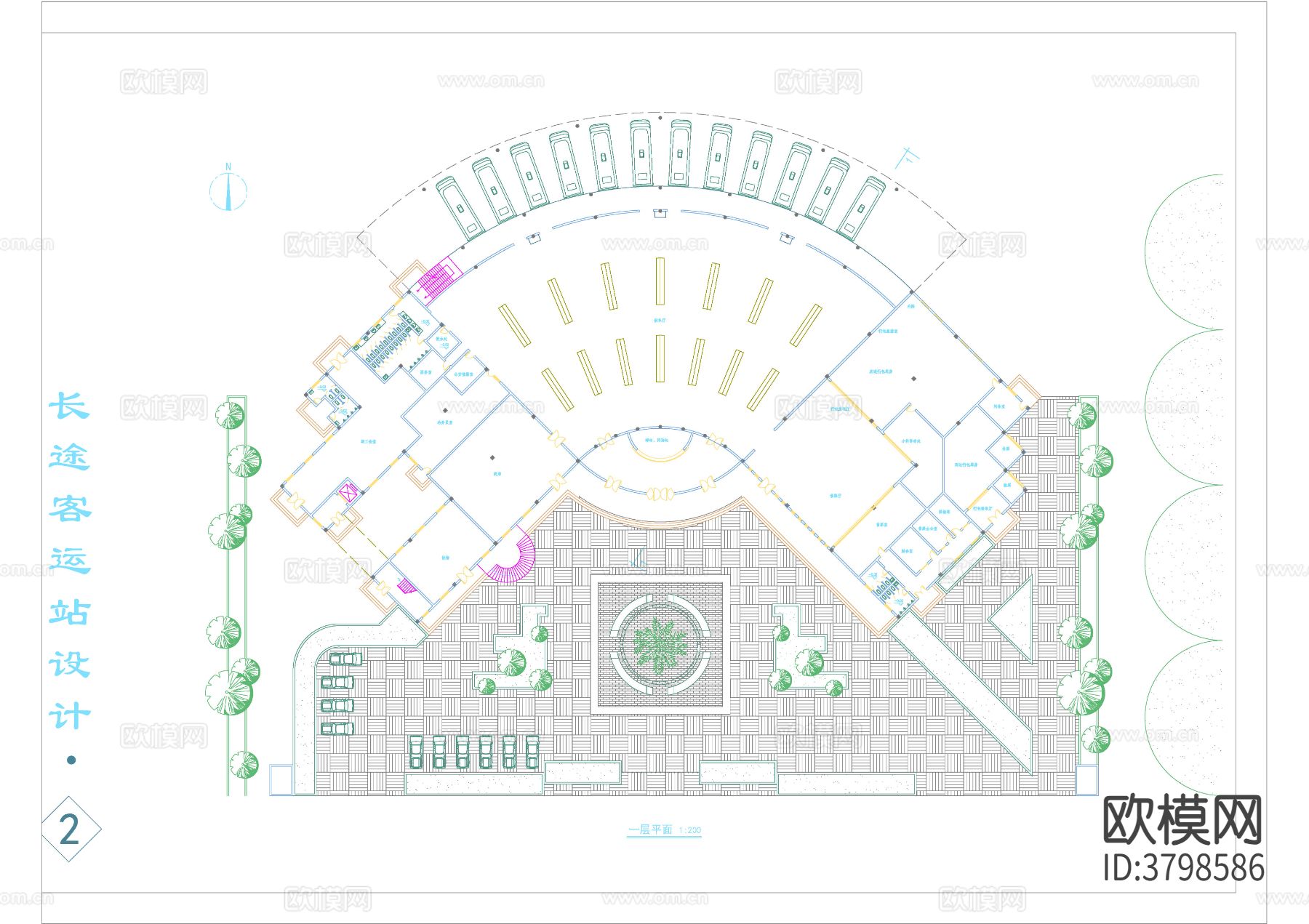 客运站景观建筑CAD平面图