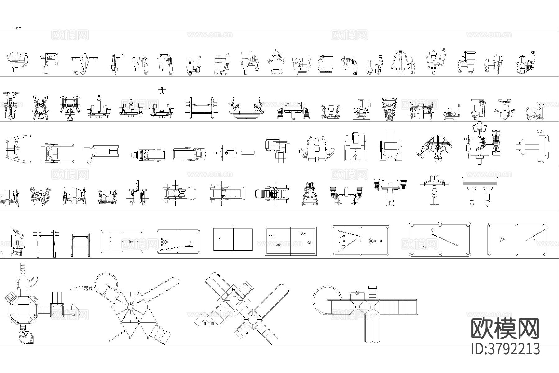 运动器材 健身器材CAD图库