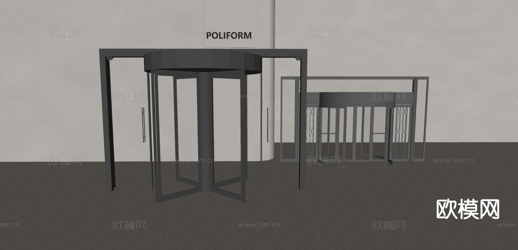 自动旋转门 玻璃旋转门su模型