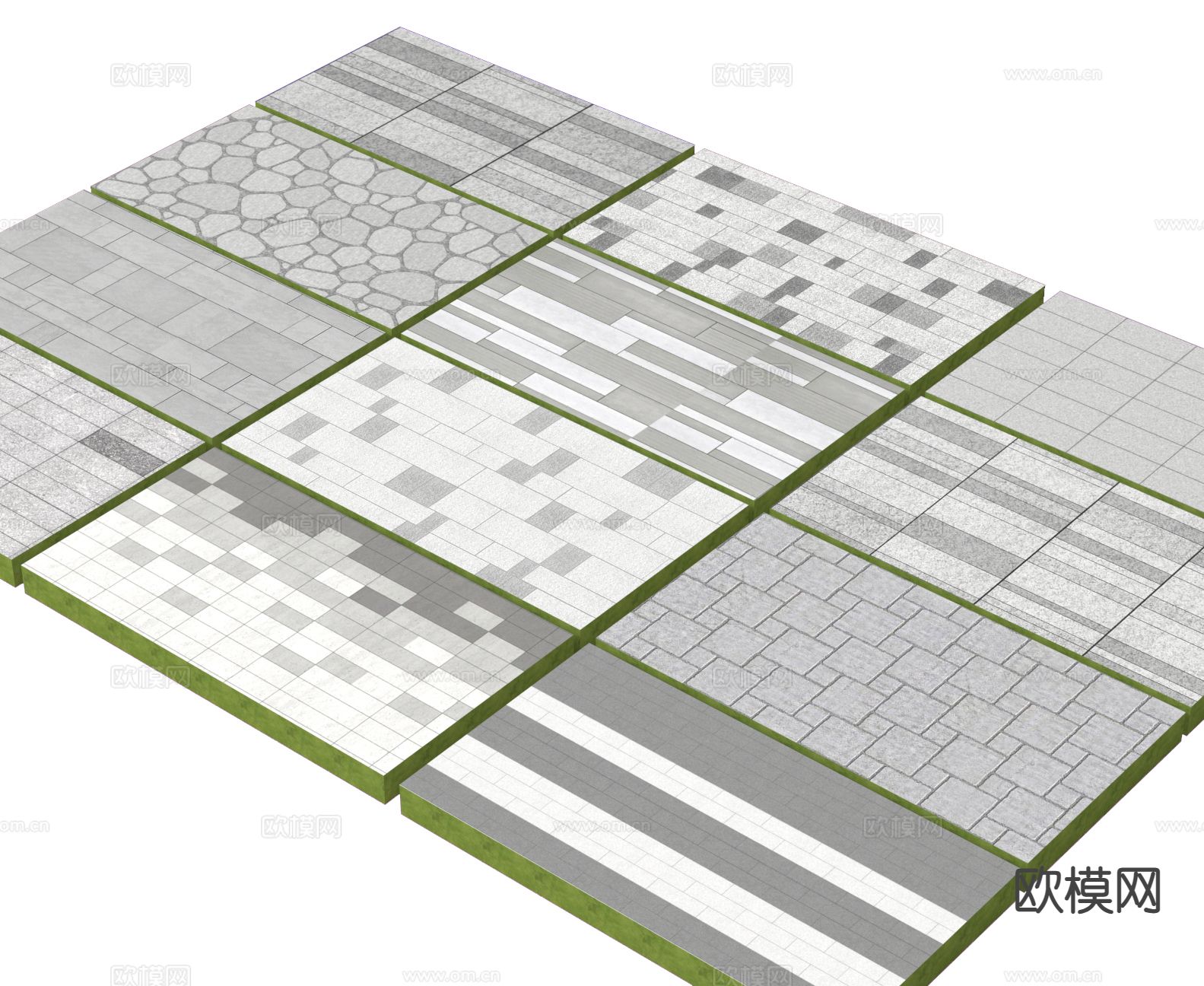 汀步小品 青石板 园路铺地3d模型