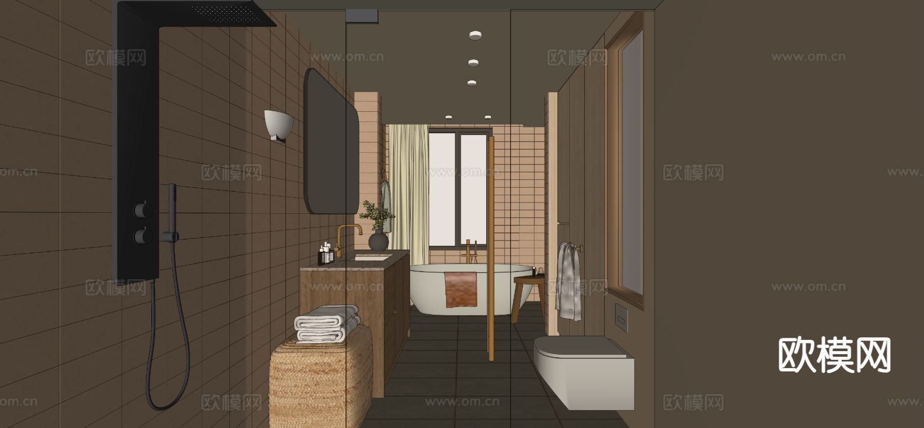 北欧卫生间 浴室su模型下载（渲染图1）