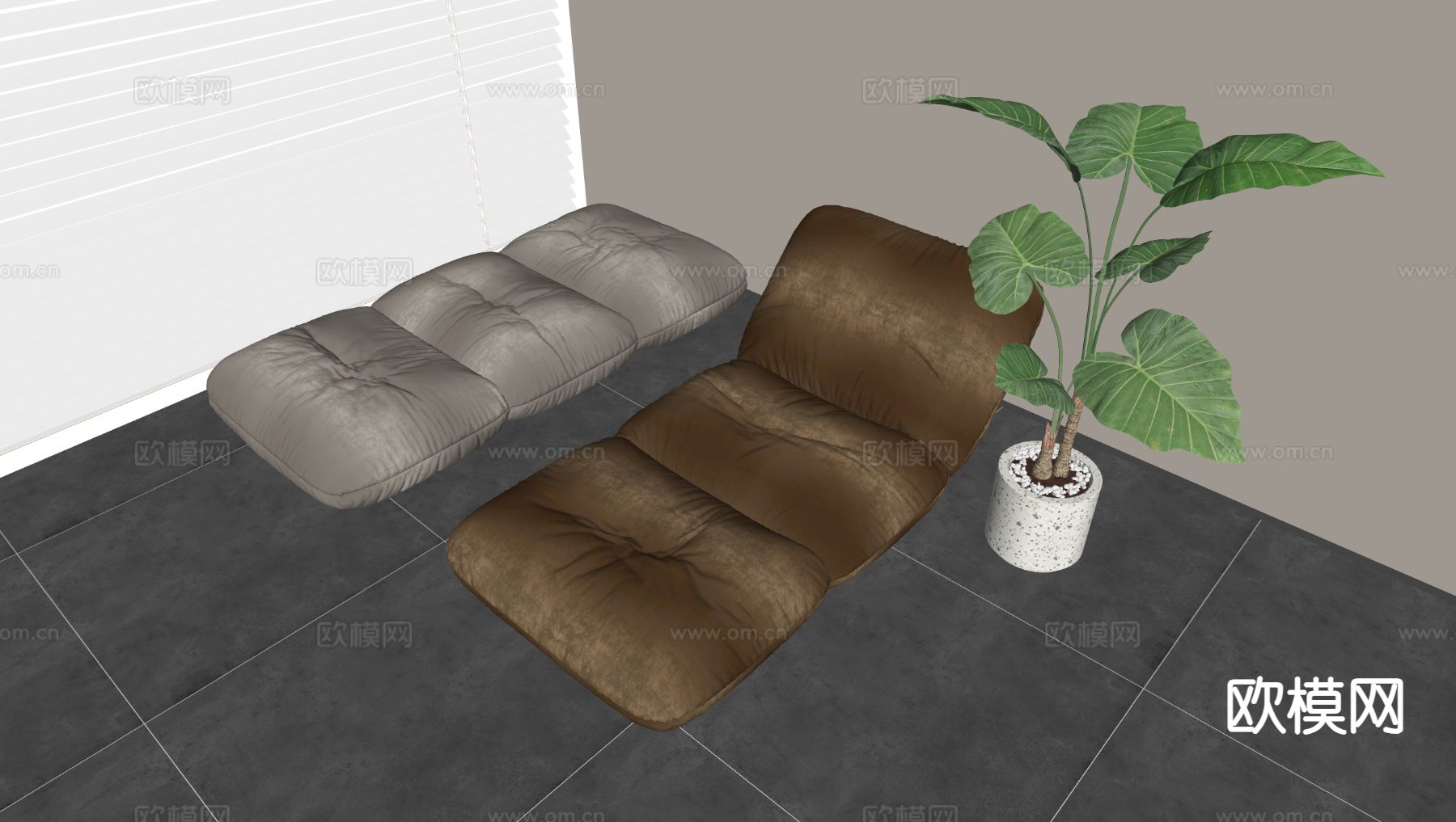 榻榻米坐垫su模型下载（渲染图1）