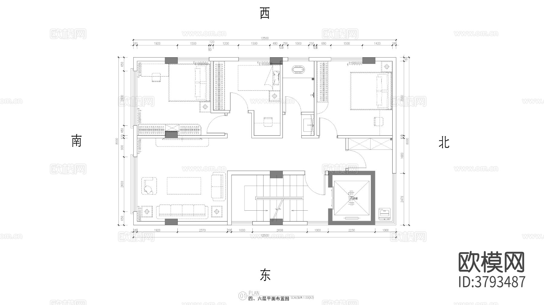 六层别墅CAD施工图